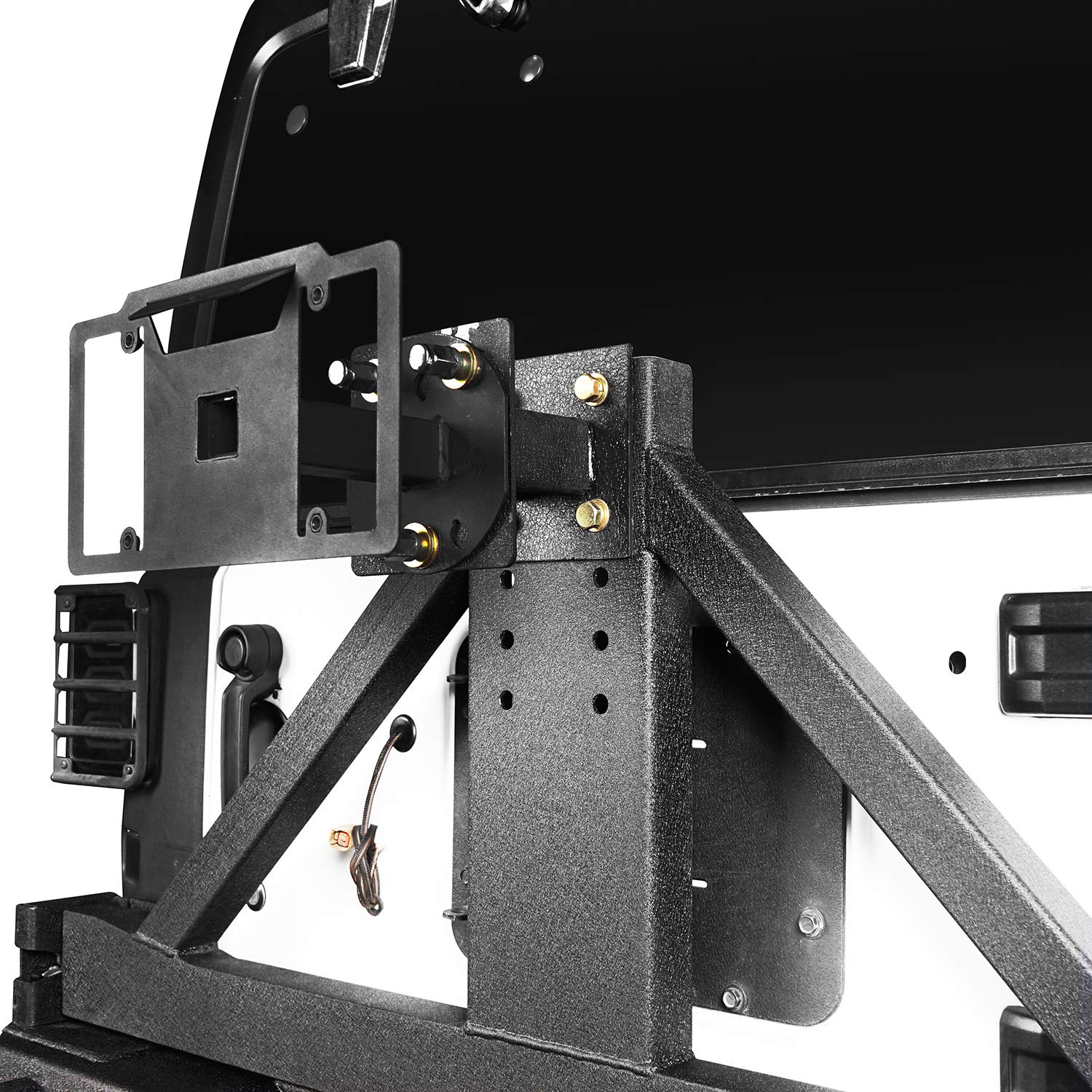 V8 GOD Wrangler License Plate Relocation for Spare Tire Mounting Bracket Compatible with Jeep Wrangler TJ & JK 97-18