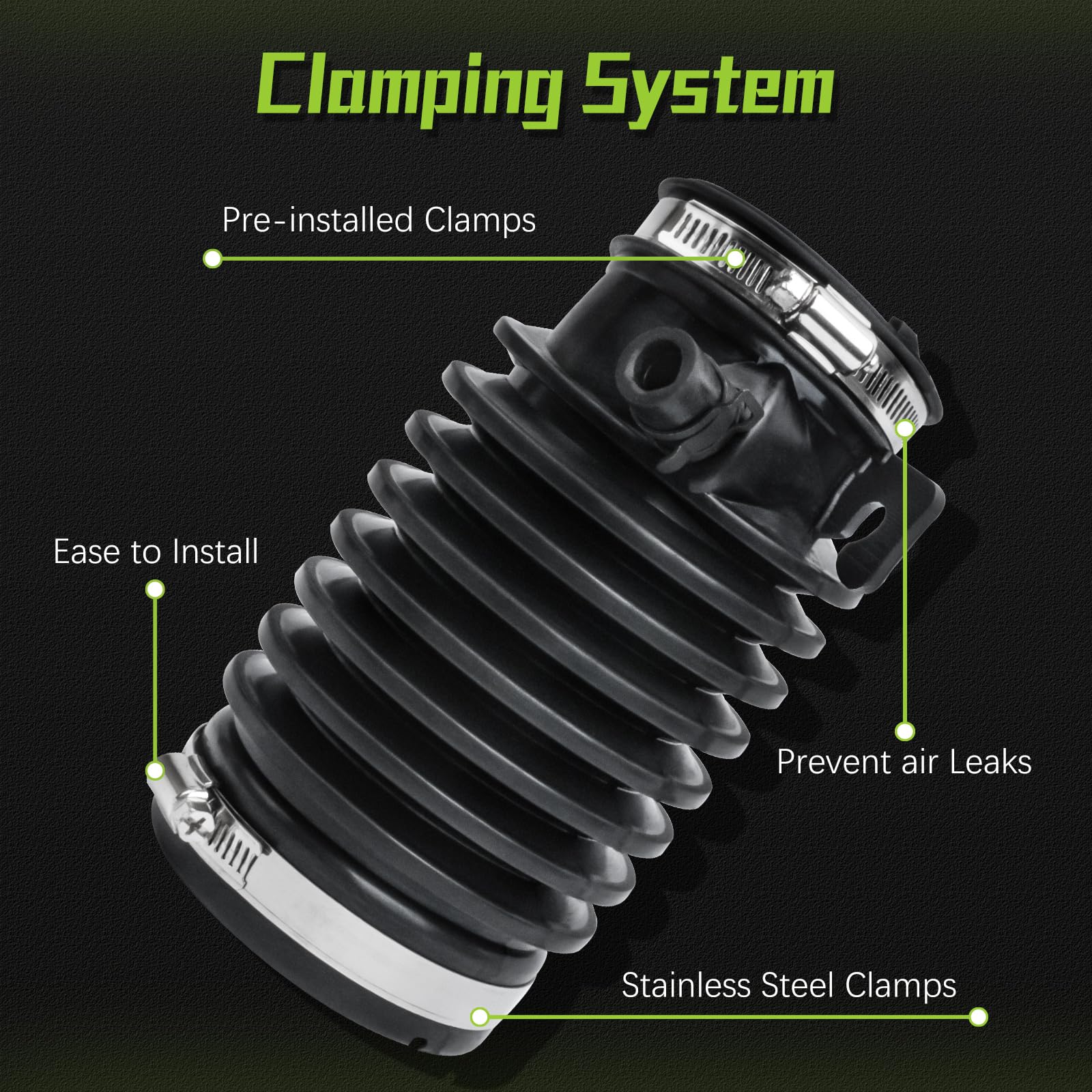 17228-RCA-A00 Engine Air Intake Hose Tube With Clamps for 2003-2007 Honda Accord,2004-2006 Acura TL 17228RCAA00