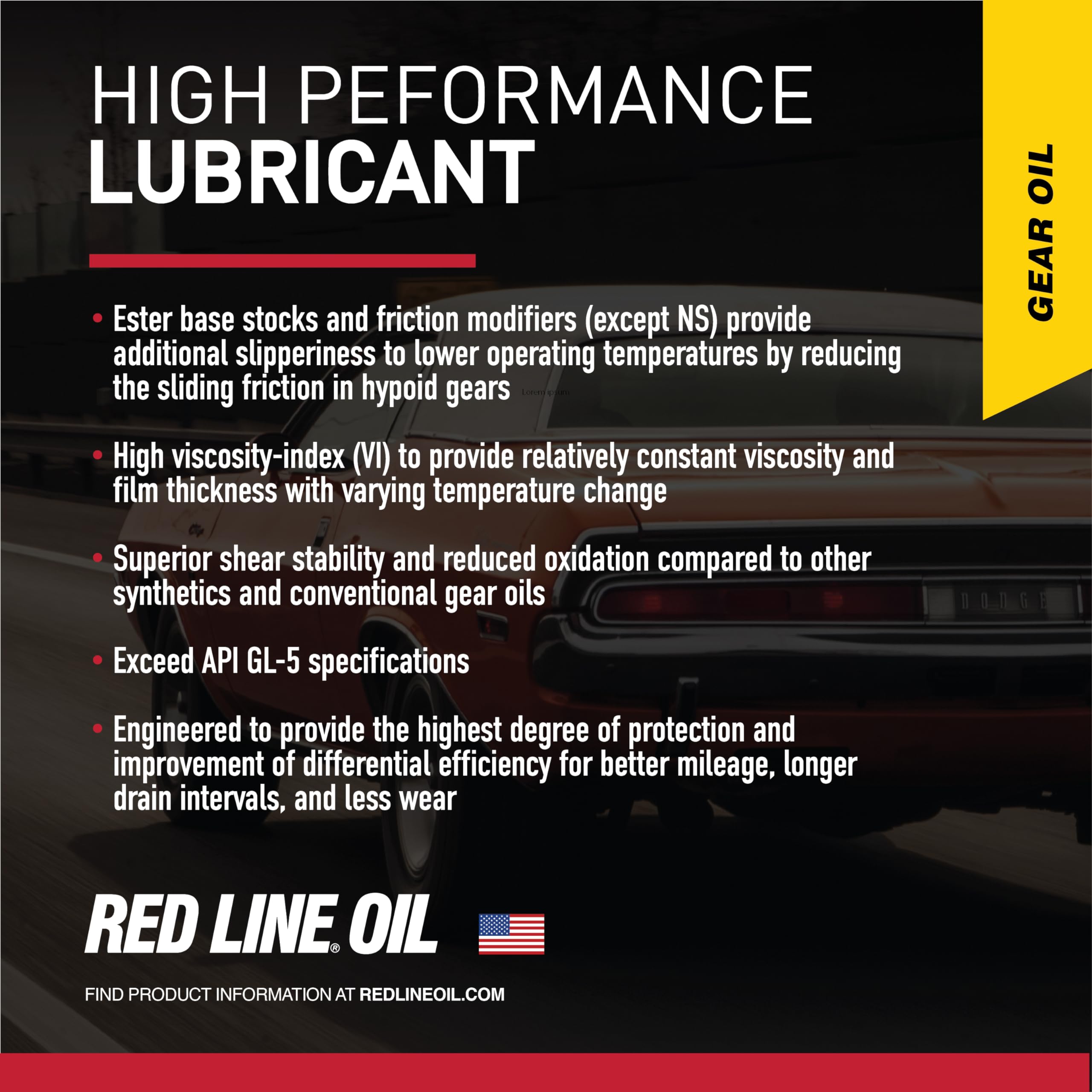 Red Line 58104 80W140 Gl-5 Synthetic Gear Oil For Hypoid Limited Slip Differentials - 1 Quart