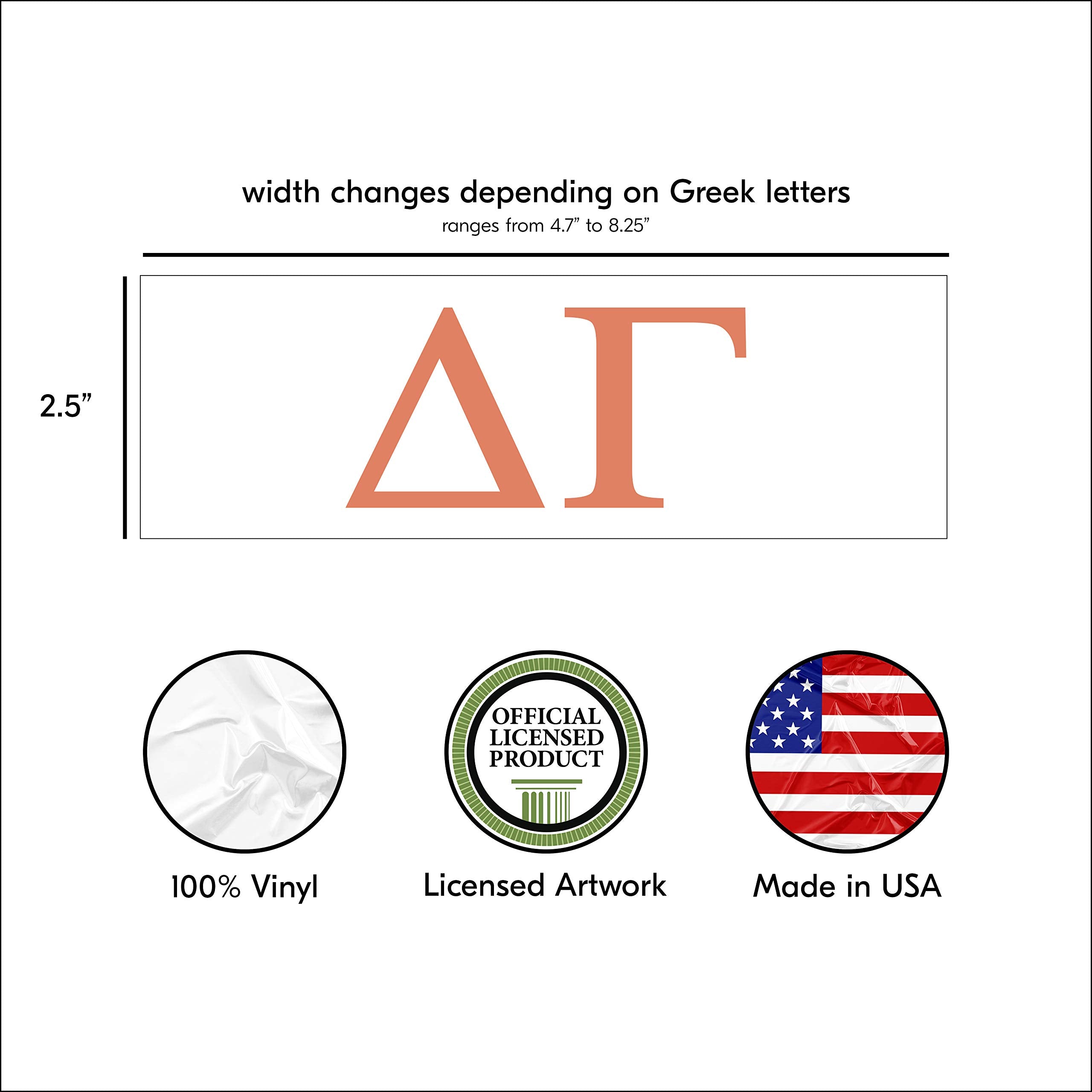 Pro-Graphx Delta Gamma Greek Sorority Sticker Decal, 2.5 Inches Tall, Coral