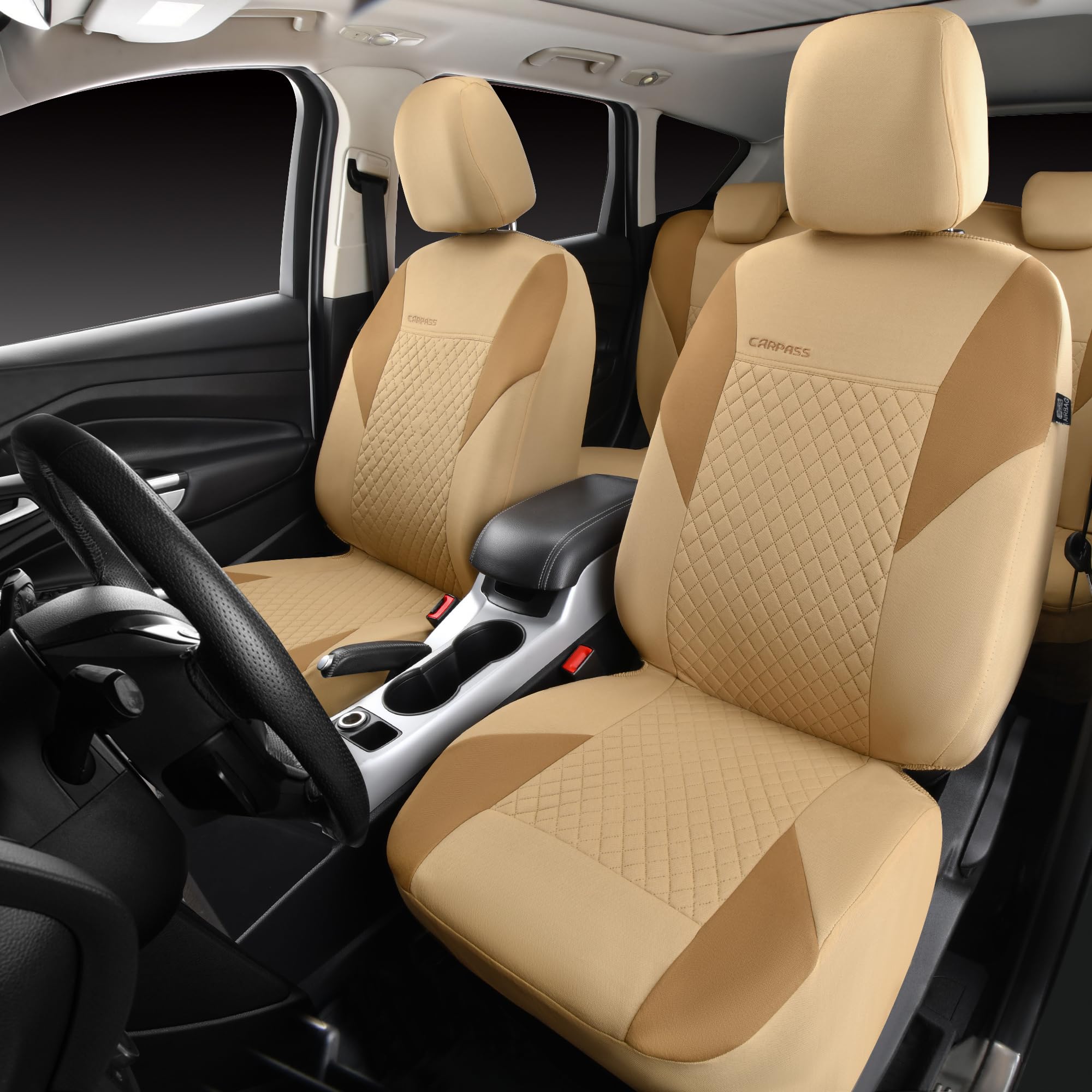 Car Pass Ultrasonic Embossing Cloth Universal Seat Covers,Cute Breathable Car Seat Cover With 5Mm Composite Sponge Inside,Airbag