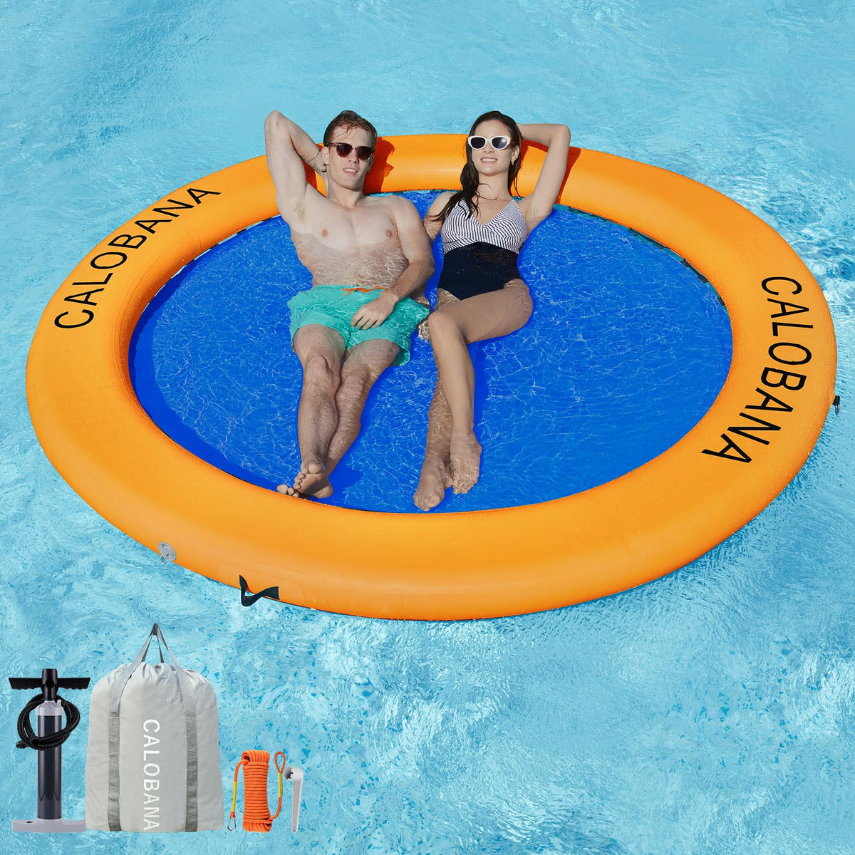 Calobana 8' X 8' Heavy Duty Floating Hammock For Multi Person Party Lake Floating Island With Mesh Water Rafts For Lake Tanning 