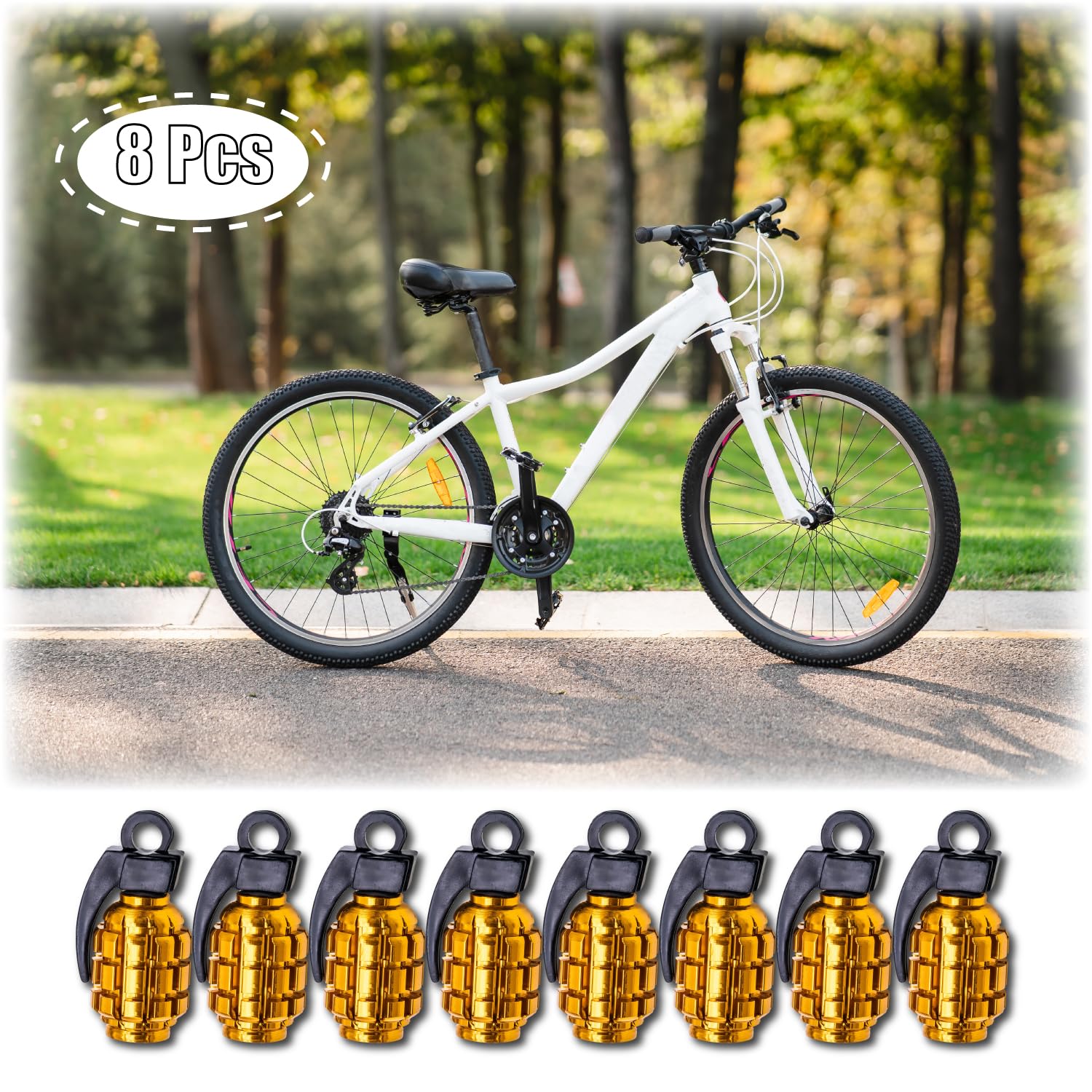 Meajoo 8Pcs Tire Valve Stem Caps, Stainless Steel Tire Valve Caps Wheel Valve Caps For Cars, Trucks, Suv, Motorcycles, Bike And