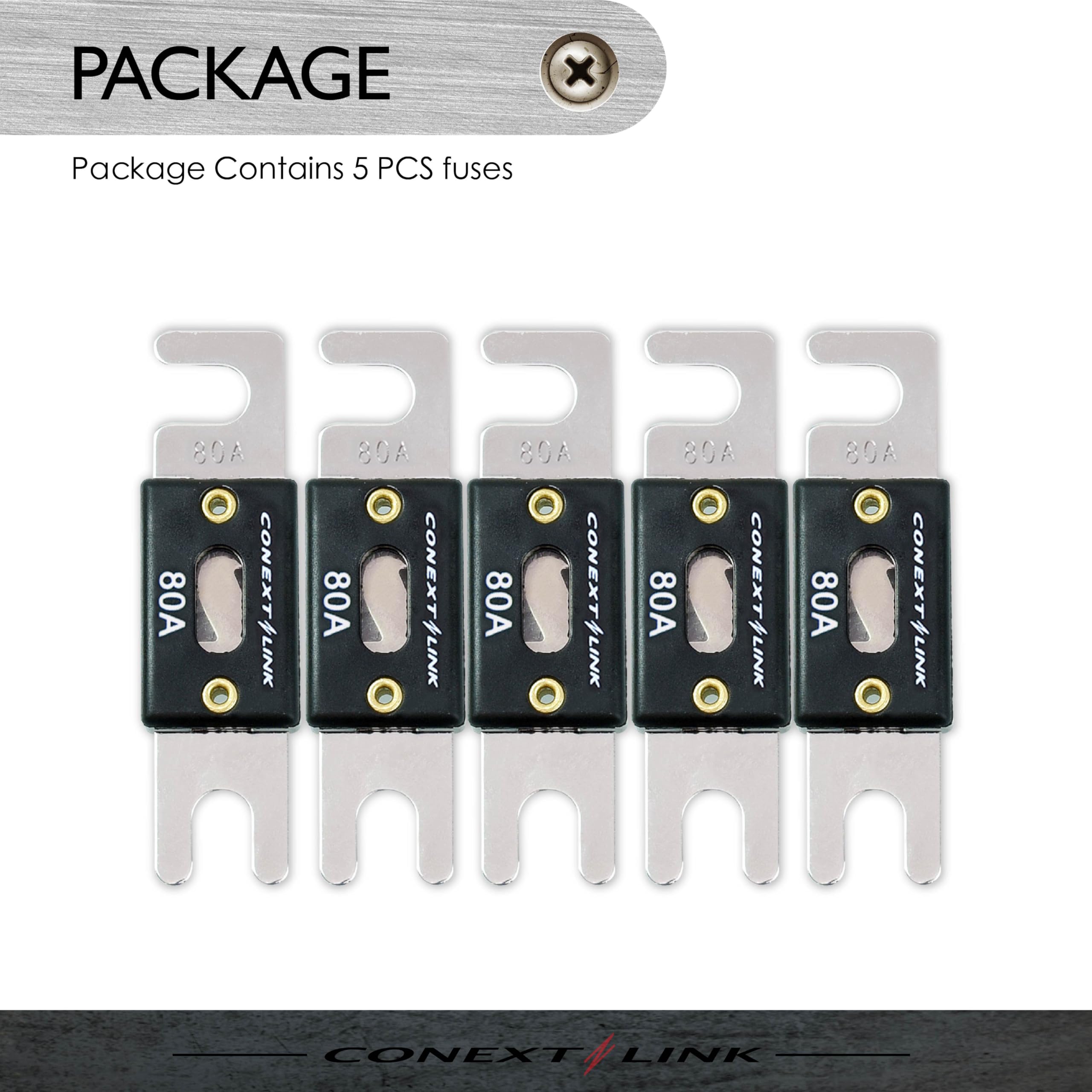 Conext Link Anl80-5 80 A Amp Anl Blade Fuse Nickel Plated 5 Pack (14020)