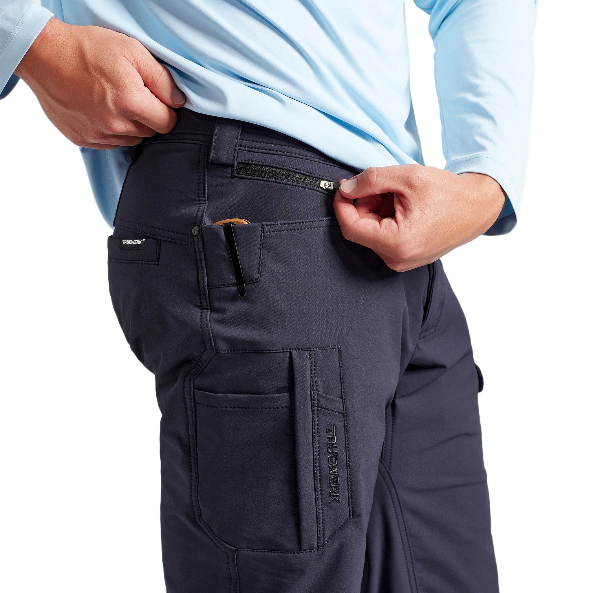 TRUEWERK Men's T2 WerkPant Technical Work Pants, 40W x 34L, Navy Blue, Nylon/Polyester/Spandex, Model F21-0001-4034-N