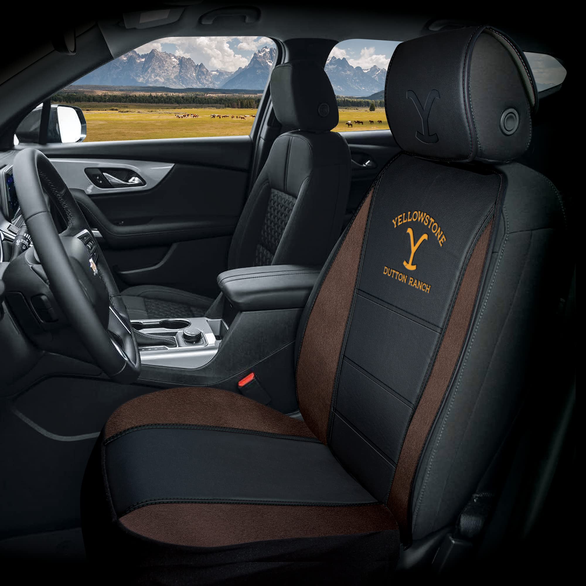Plasticolor Sideless Seat Cover - Premium 3pc, Suede Material, Black and Tan, Model 008726R01, Truck Sized