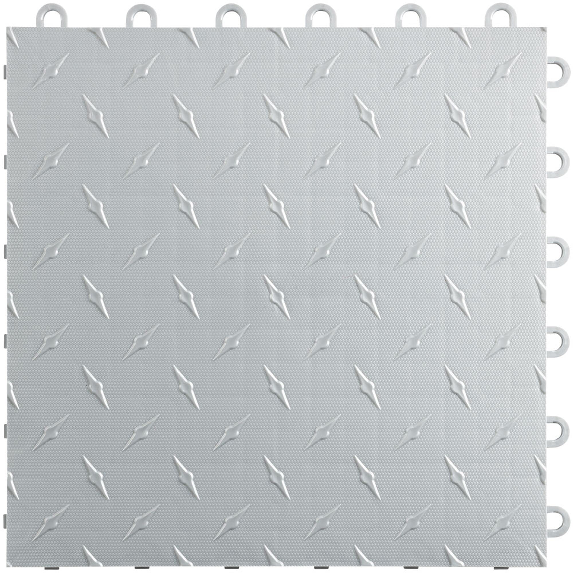 Speedway Diamond Interlocking Garage Floor Tiles 12 X 12-Inch, Silver, 10 Piece Set