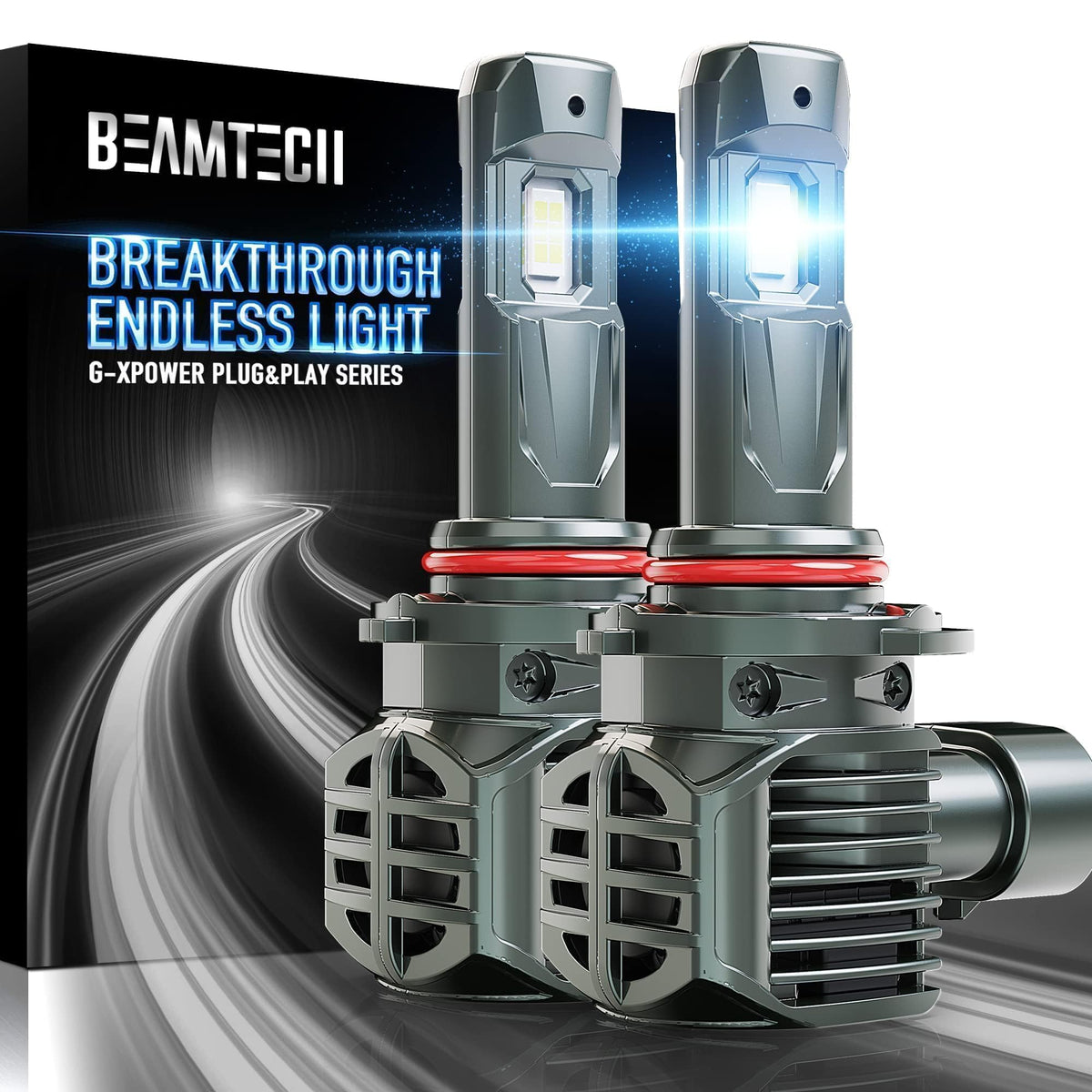 Beamtech 9005/Hb3 Bulbs, G-Xpower Chips 500% Brighter 6500K Xenon White Plug&Play Fog Light, Pack Of 2