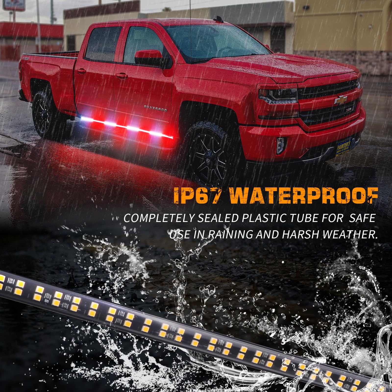 Xridonsen 2Pcs 70 Inch Truck Emergency Lights Strip 864 Led Running Board Strobe Lights Red White Firefighter Lights Flashing Warning Safety Waterproof Flexible For Vehicles Pov Fire Trucks Pickup