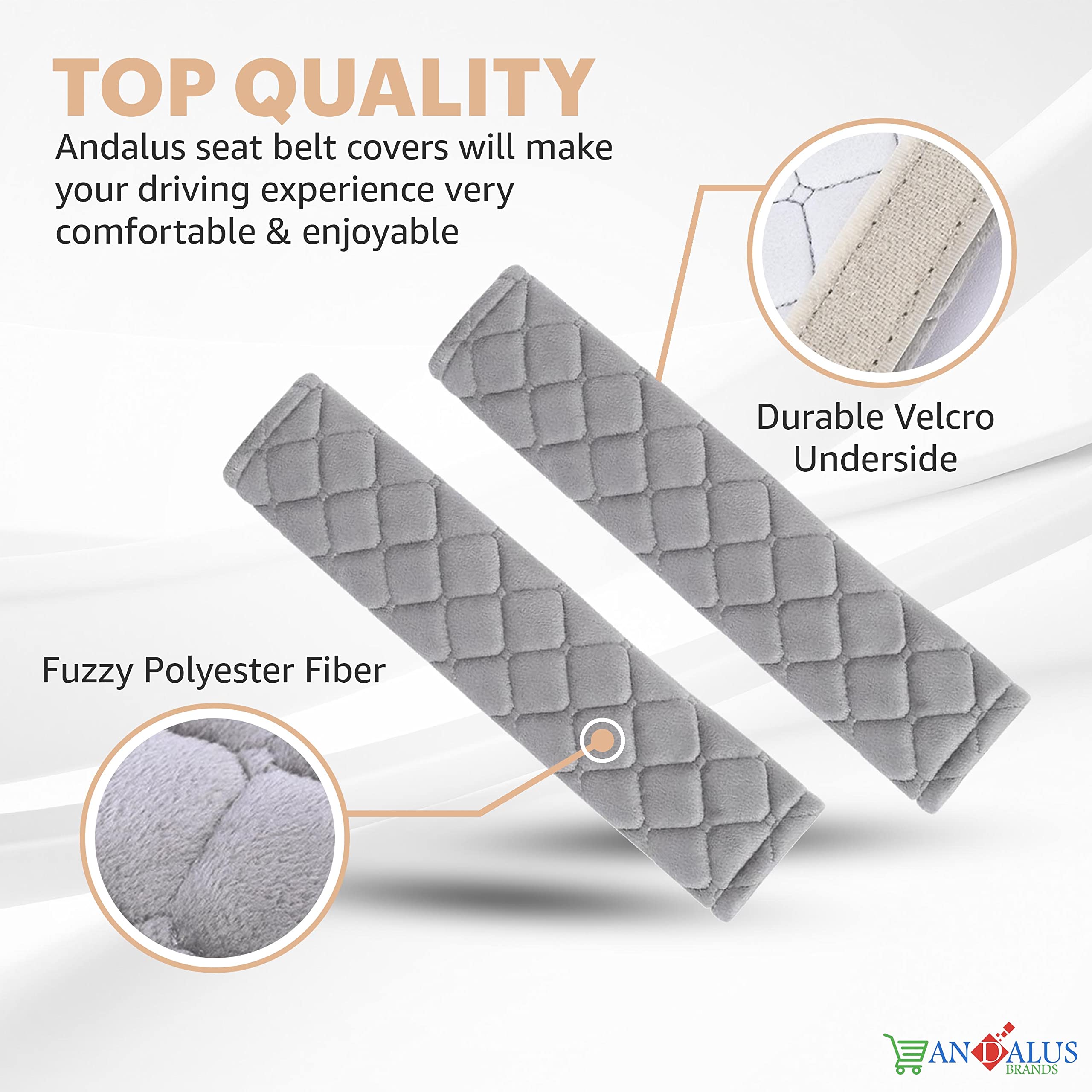Andalus Soft Seat Belt Cover Pad Pack Of 4, Drive Safely With Our Comfortable Seatbelt Covers, Universal Usage & Fit For All Car