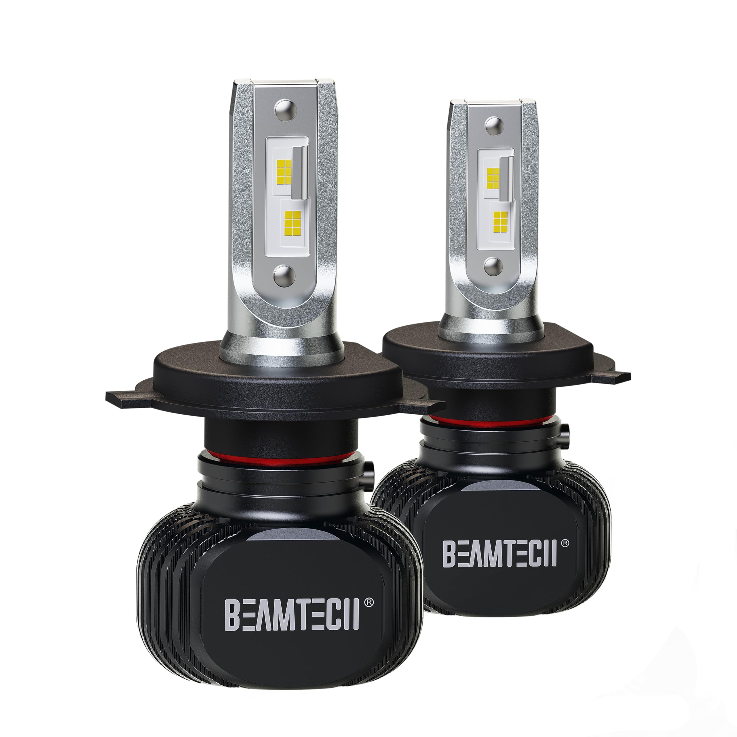 Beamtech H-4 Bulbs, S1 Series 900-3 Fanlsess 300% Brighter 6500K White Fog Light, 2 Bulbs