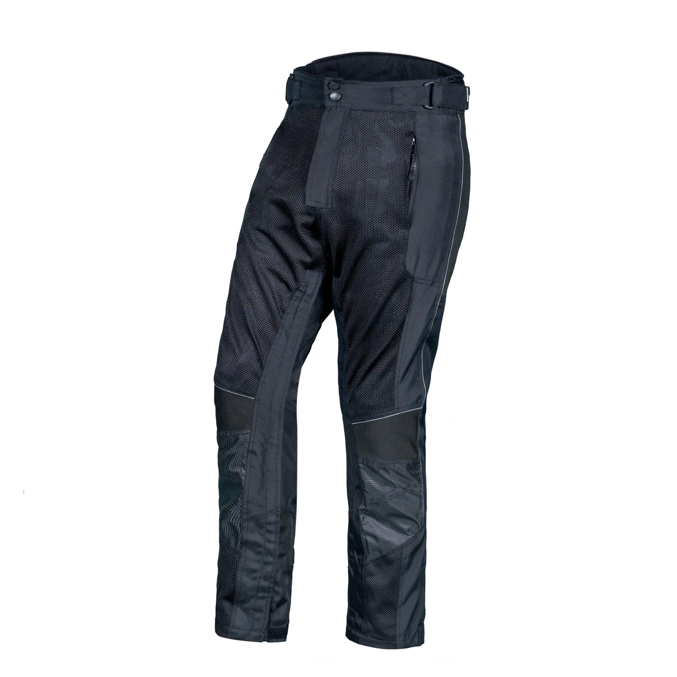 WICKED STOCK Mesh Motorcycle Pants With Armor - Adventure Riding Gear - Motocross Black, 40W x 30L
