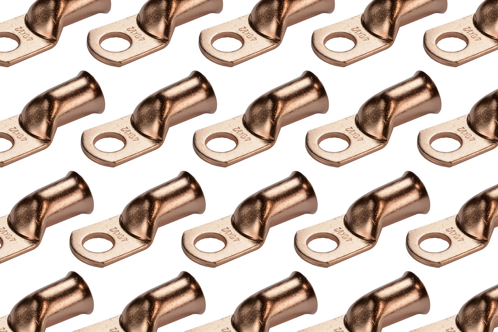 Temco 100 Pack Bare Copper Welding Battery Cable Ends, Lugs Terminal 4/0 Awg 1/2'' Hole (6 Awg To 1/0 Awg Options Available)