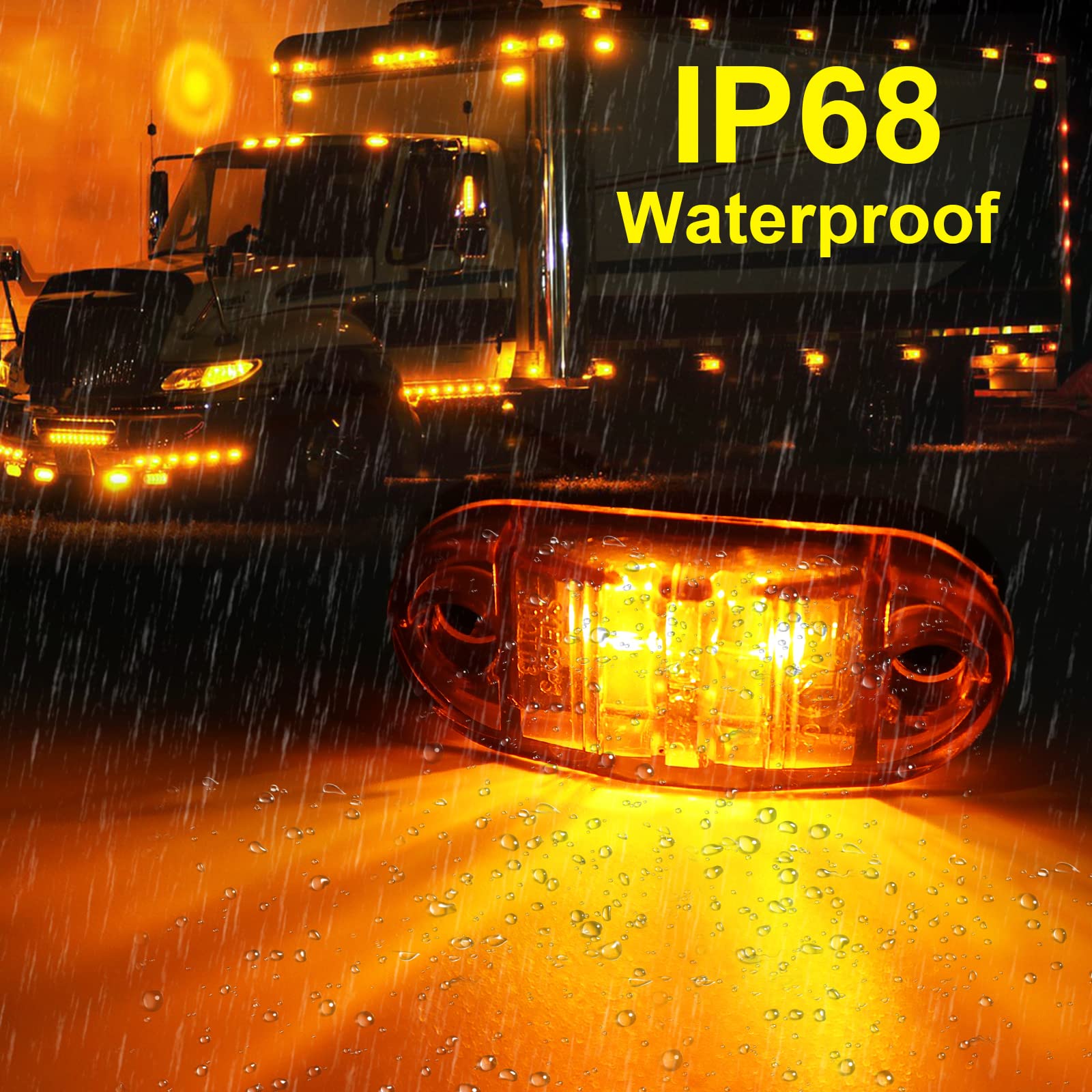Psdriqq Led Trailer Lights Kit Front Rear Side Marker Clearance Indicators Light Lamp, 10Pack Amber + 10Pack Red Dc12-24V 2.5''
