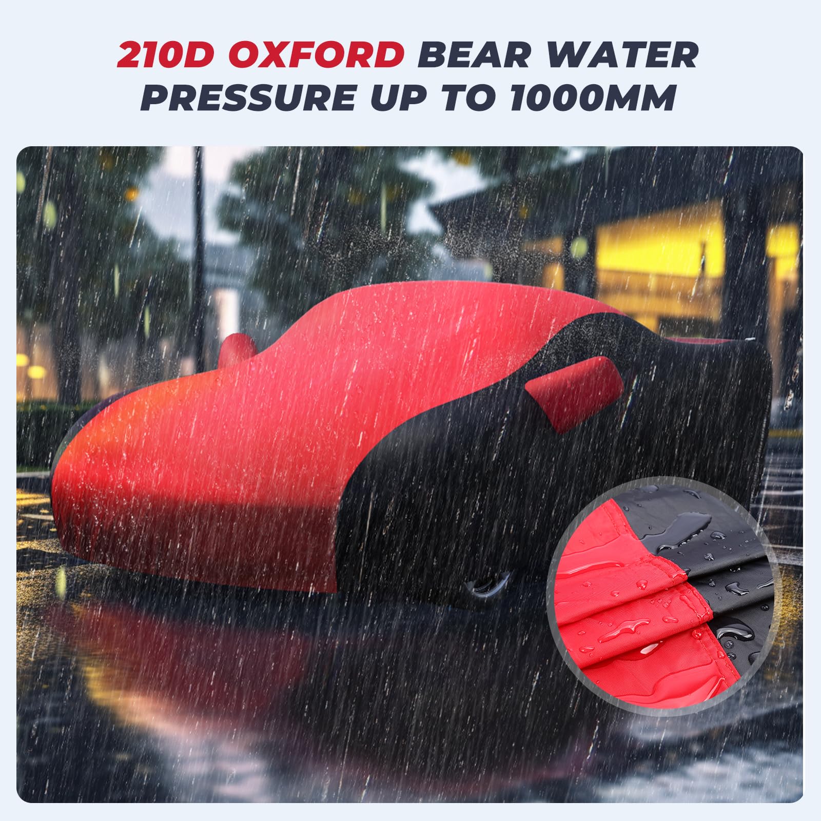 KAKIT Waterproof Car Cover for 1968-1982 C3 Stingray, UV Resistant, Red & Black Combo, Indoor & Outdoor Use