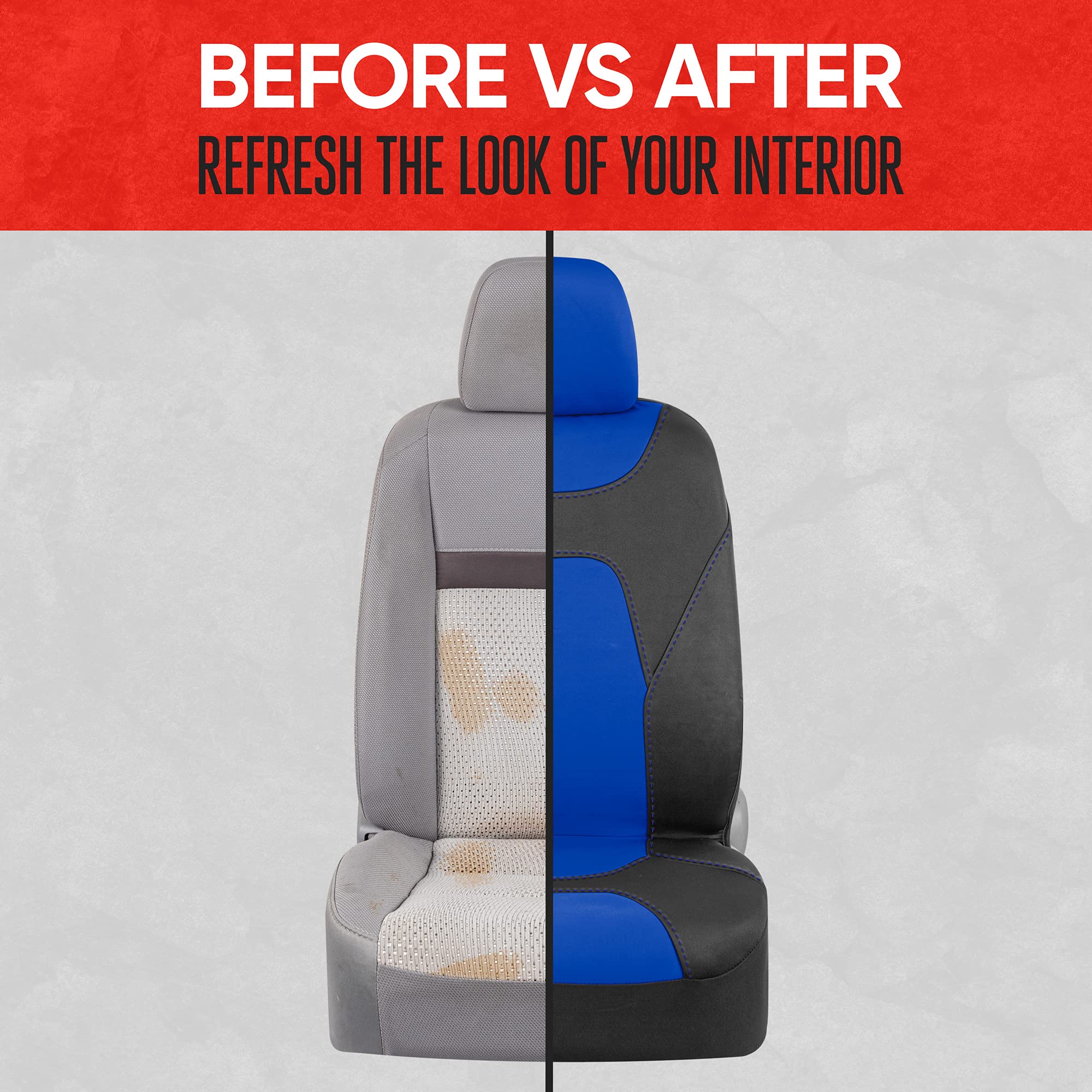 Motor Trend AquaShield Car Seat Covers for Front Seats, Blue - Two-Tone Waterproof Seat Covers for Cars, Neoprene Front Seat Cover Set, Interior Covers for Auto Truck Van SUV