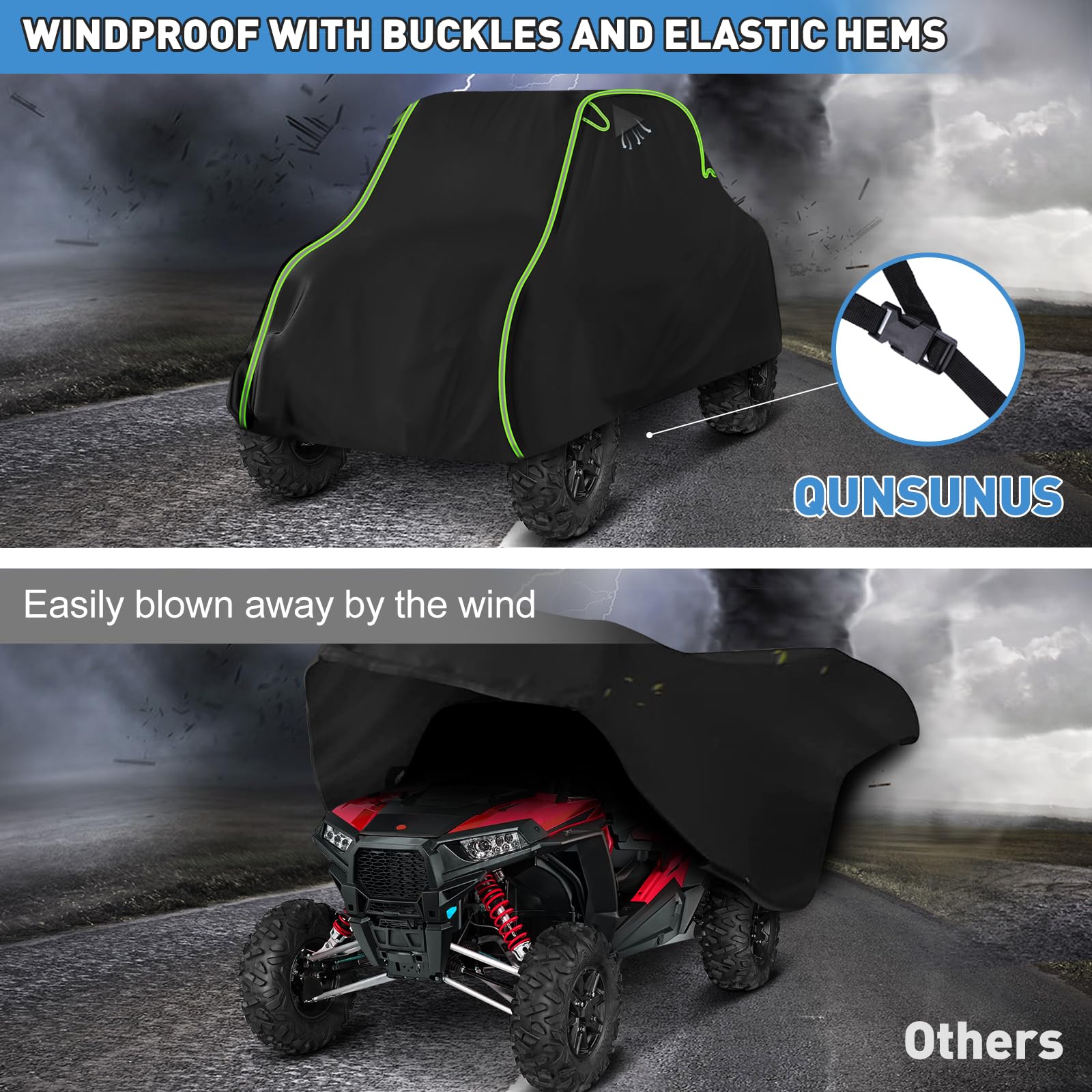 Qunsunus Utv Cover 2-3 Seater Compatible With Polaris Rzr Cover/Can-Am Defender Cover/Yamaha Yxz Cover All-Weather Protection He