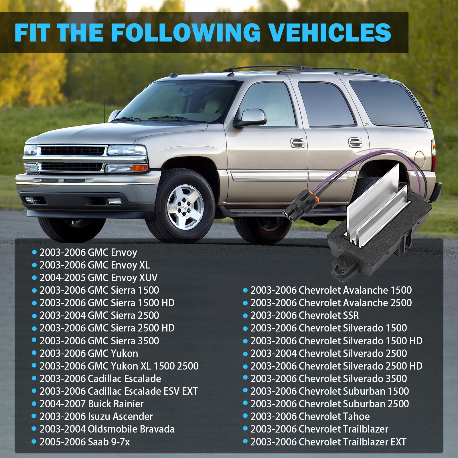 Ac Blower Motor Resistor Blower Control Module, Fit For 2003-2007 Chevrolet Silverado Avalanche Suburban Tahoe, Gmc Sierra Envoy Yukon, Cadillac Escalade, Replace 15-80567 89018778 52495874 4P1516