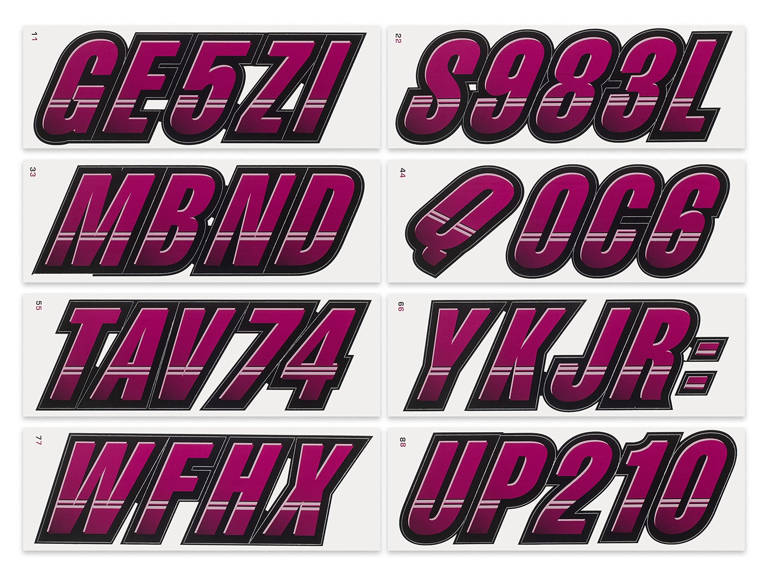 Stiffie Techtron Wine/Black 3 '' Boat & Pwc Registration Decals  Numbers Letters Stickers
