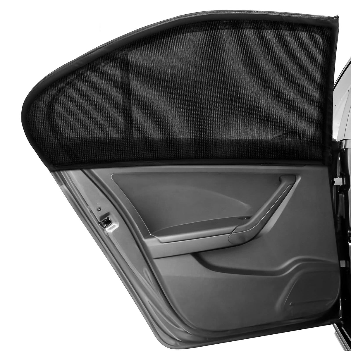 JINRUCHE Car Window Shades, 2 Pack Sun Shades for Rear Window, Stretchy Universal, Suitable for Mid-Size Cars & SUVs, Breathable