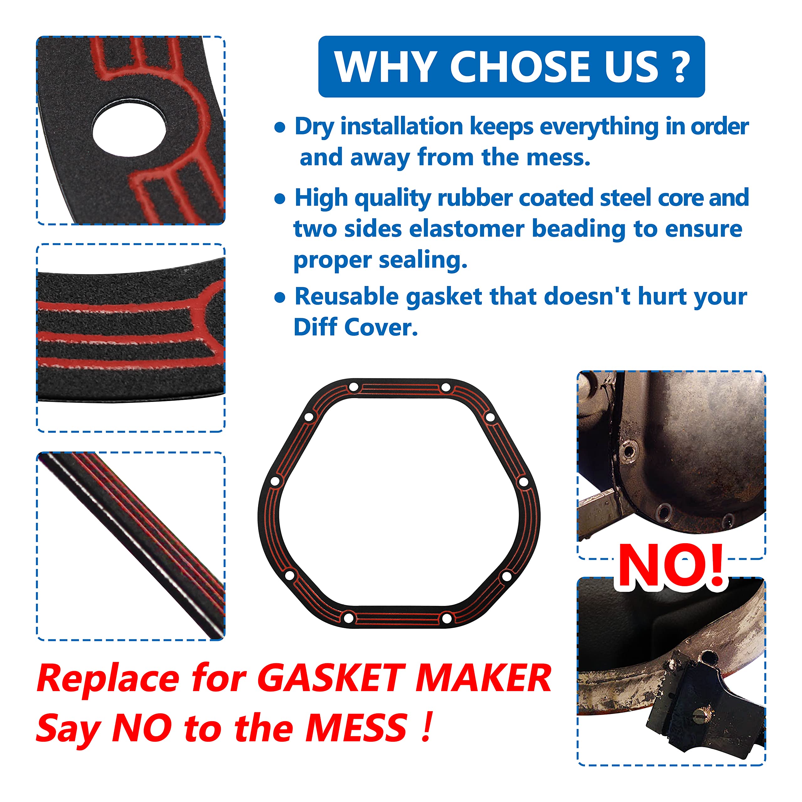 Llr-D044 Differential Cover Gasket Replacement For Dana 44 Axles Drivetrain Sealing