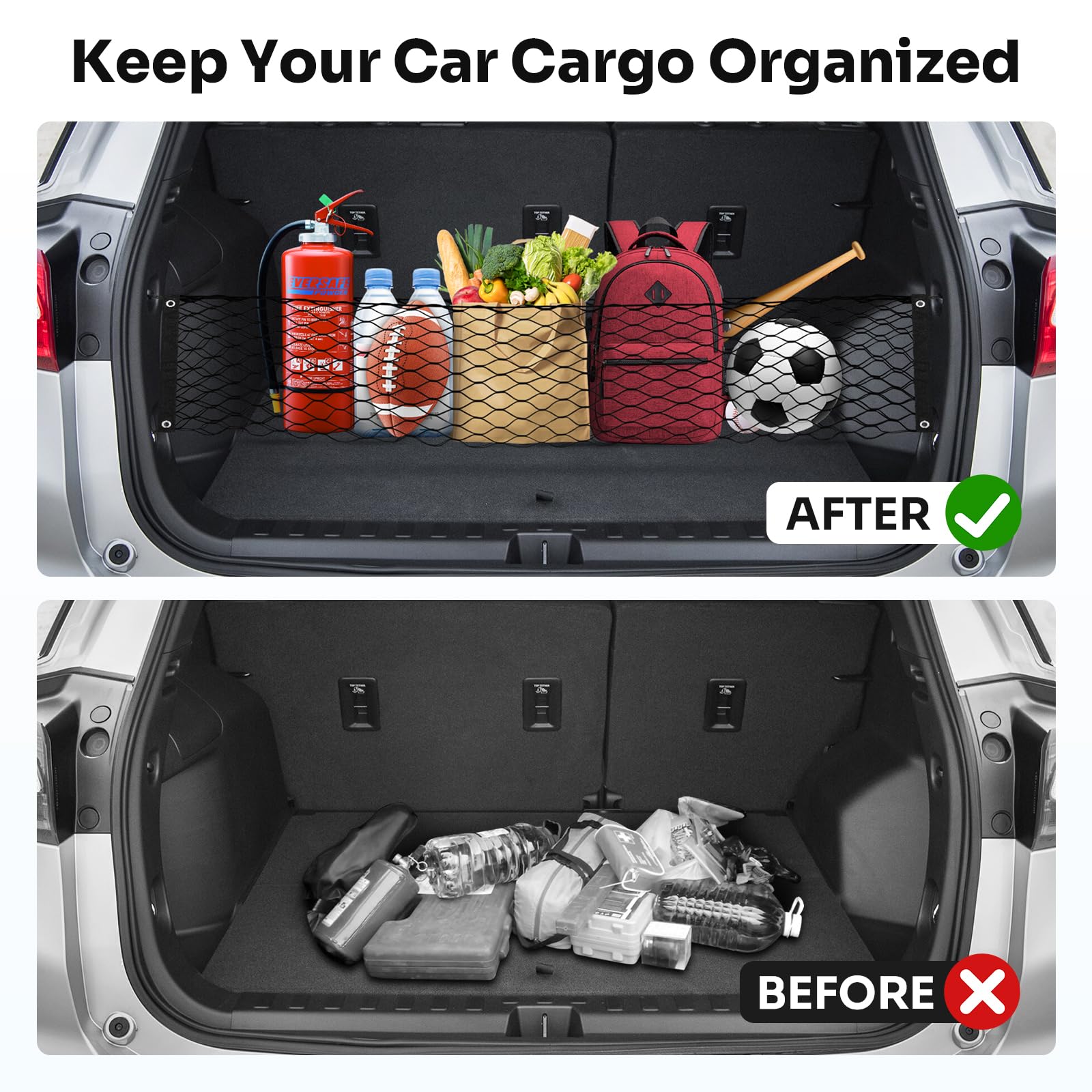 Canvcle Trunk Cargo Net for 2018-2024 Chevy Equinox & GMC Terrain Accessories Envelope Style Mesh Trunk Net Organizer and Storag