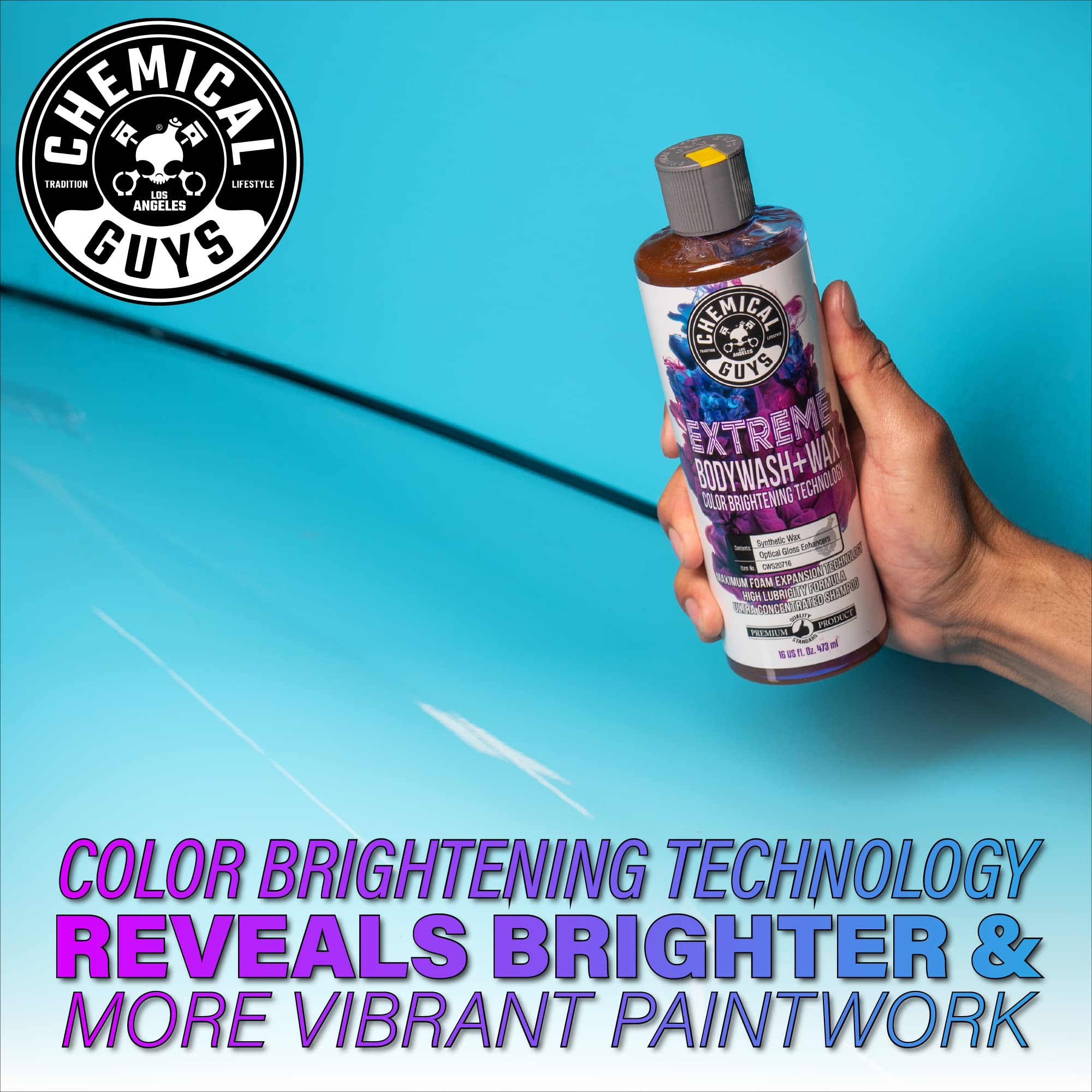 Chemical Guys Cws207 Extreme Bodywash & Wax Foaming Car Wash Soap, (Works With Foam Cannons/Guns Or Bucket Washes) For Trucks, Motorcycles, Rvs & More, 128 Fl Oz (1 Gallon), Grape Scent