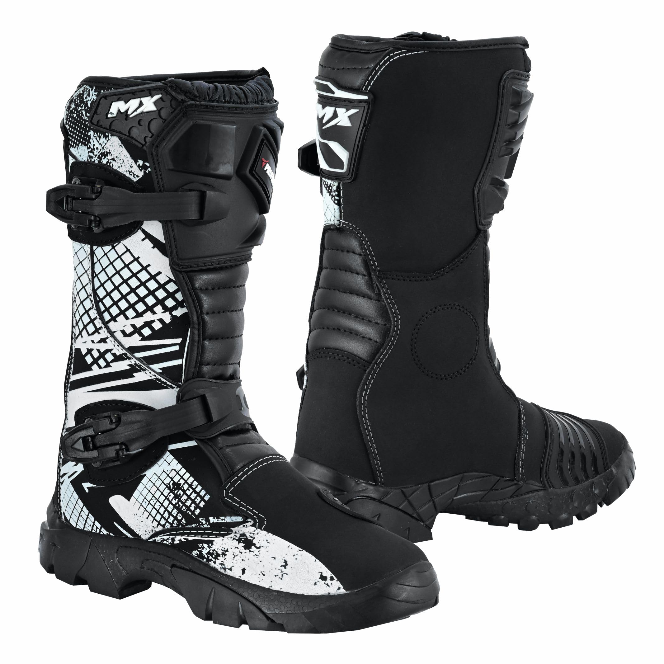 PROFIRST Motorcycle kids boots Motorbike Waterproof shoes Motorcross Dirt Blike Riding Biker Boots for kids (White, USA5)