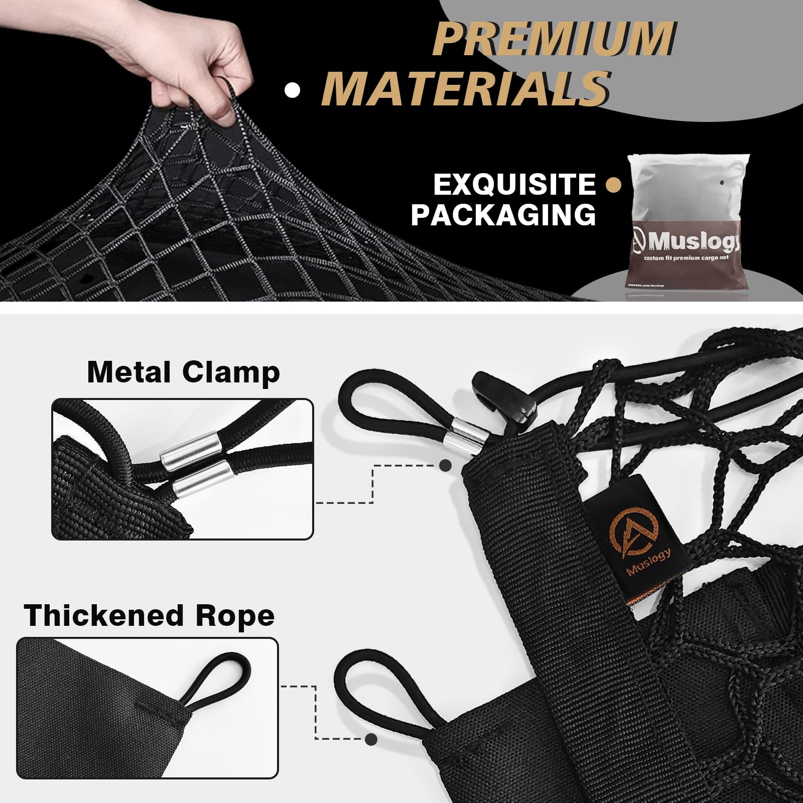 Muslogy Envelope Style Trunk Cargo Net Compatible with 2023-2025 Honda CR-V Accessories Custom Fit Trunk Organizer Upgraded Mesh