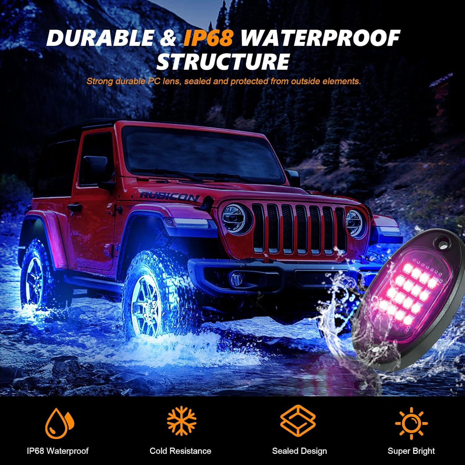 20 Pods Rgb Led Rock Lights For Semi Trucks Offroad Pickup Trailer Sedan Boat, 12V Waterproof Dual Zone App/Rf Control Music Mod
