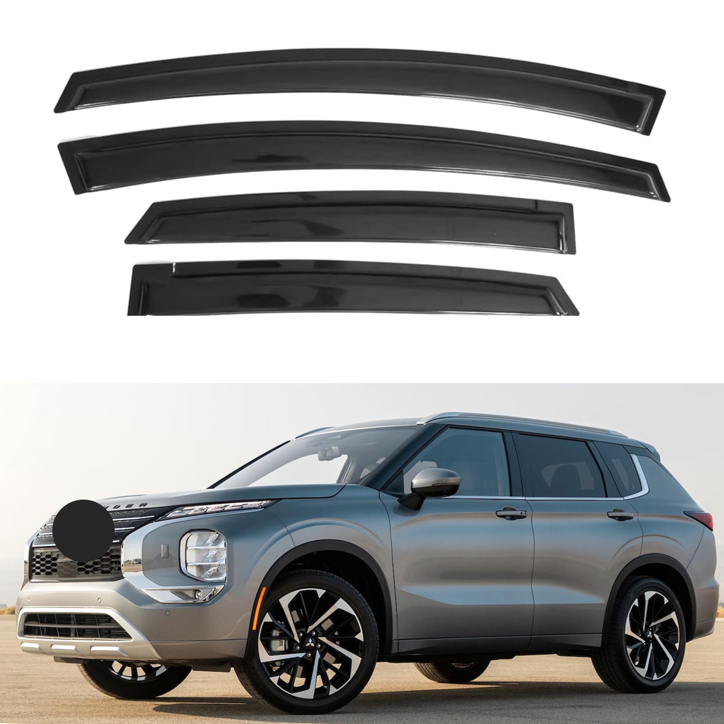 Ig Window Visor For Mitsubishi Outlander 2022-2024, Rain Guard Tape-On Extra Durable Sun Wind Side Vent Window Deflector, 2022 2