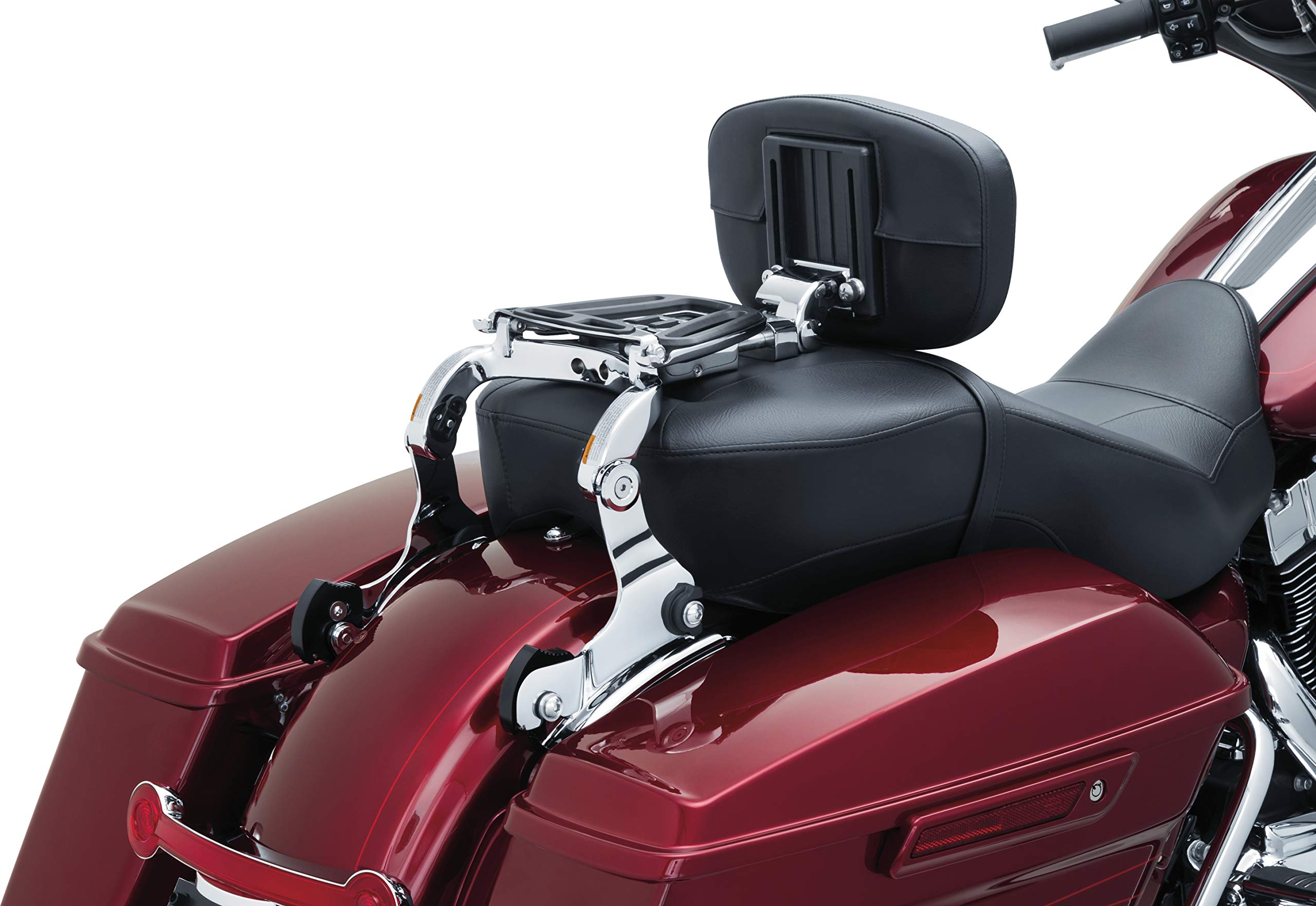 Kuryakyn 7093 Multi-Purpose Driver/Passenger Seat Backrest Component: Quick Release Mounts For 2014-19 Harley-Davidson Touring Motorcycles, 1 Pair, Chrome