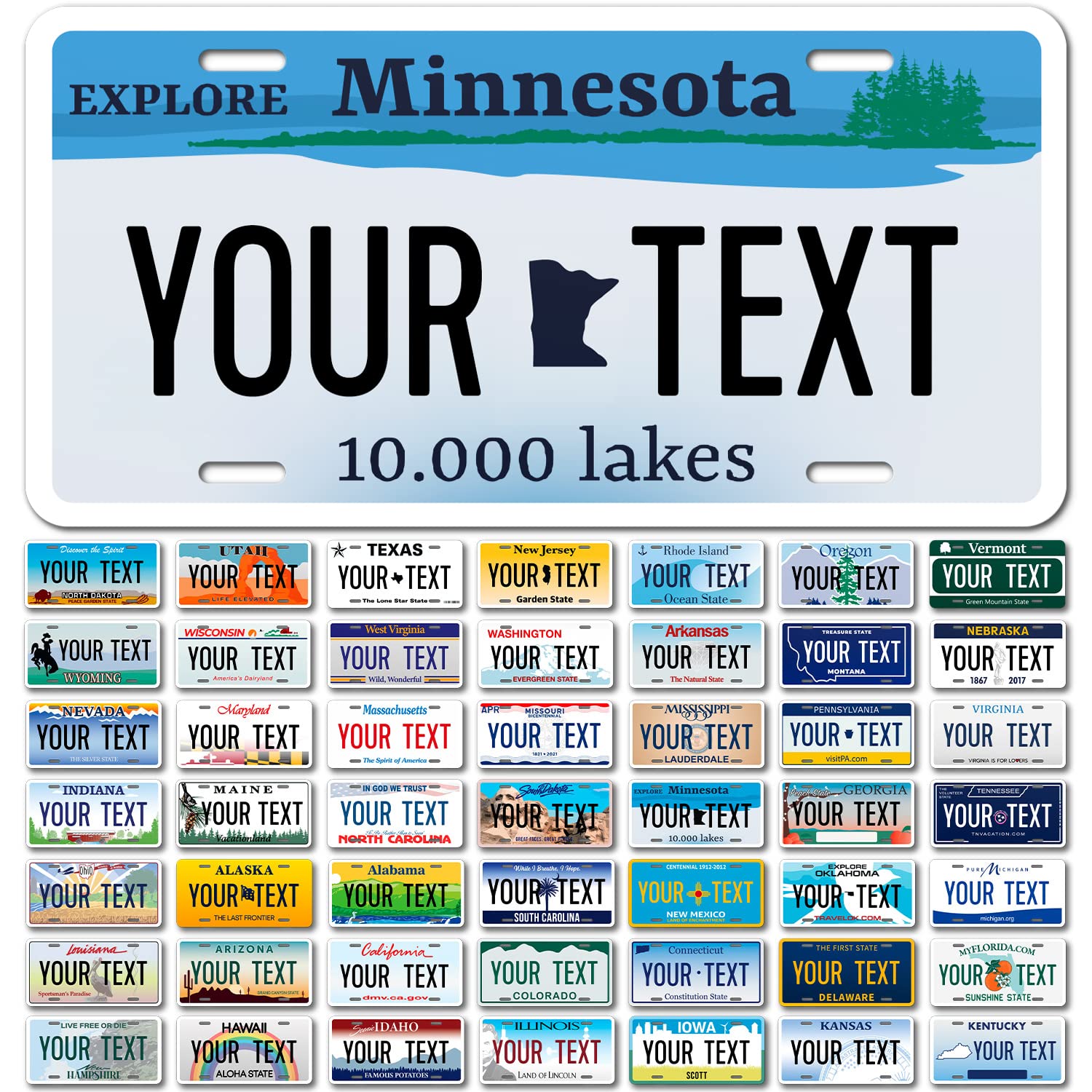 Sigo Signs Custom Minnesota License Plate - Personalized 6x12" Rust-Free Aluminum, Fade Resistant, Made in USA