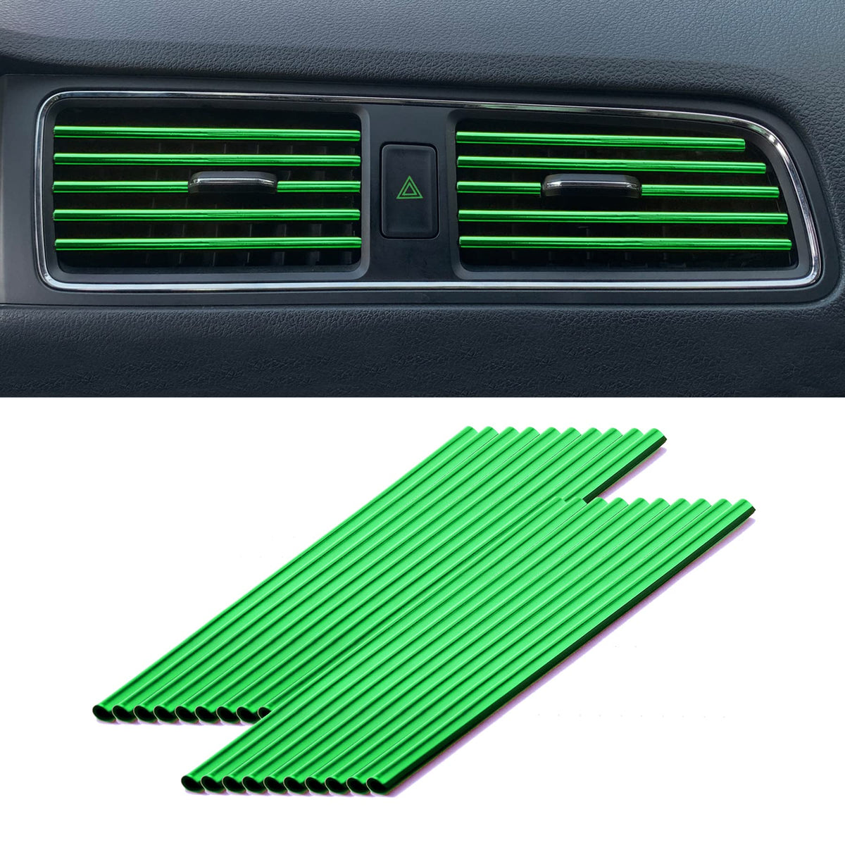 LivTee 20 Pieces Car Air Conditioner Decoration Strip for Vent Outlet, Universal Waterproof Bendable Air Vent Outlet Trim Decora