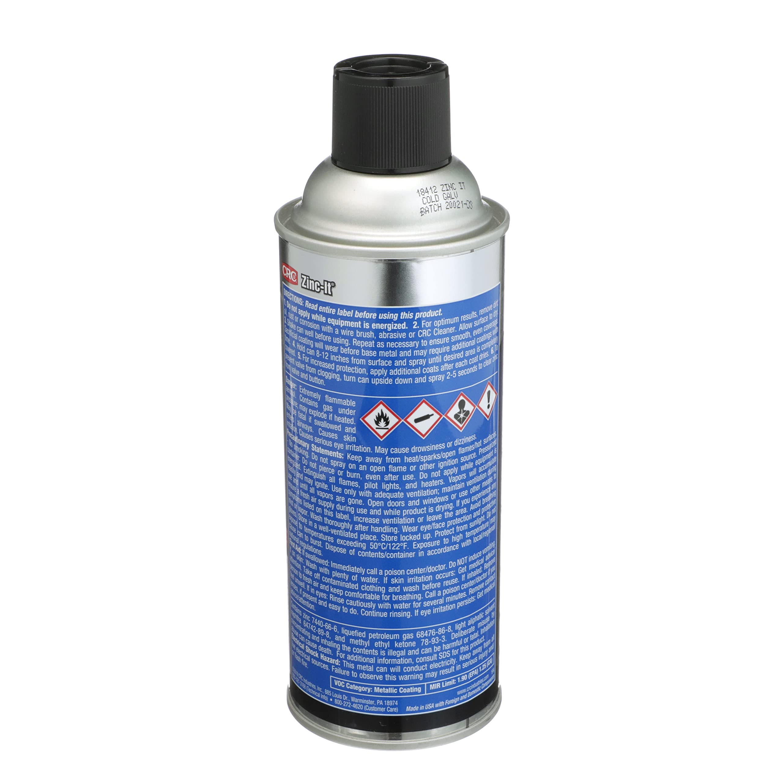 Crc Zinc-It Instant Cold Galvanize Zinc Rich Galvanize Coating 18412 13 Wt Oz., Quick-Dry Rust- Corrosion-Resistant Coating