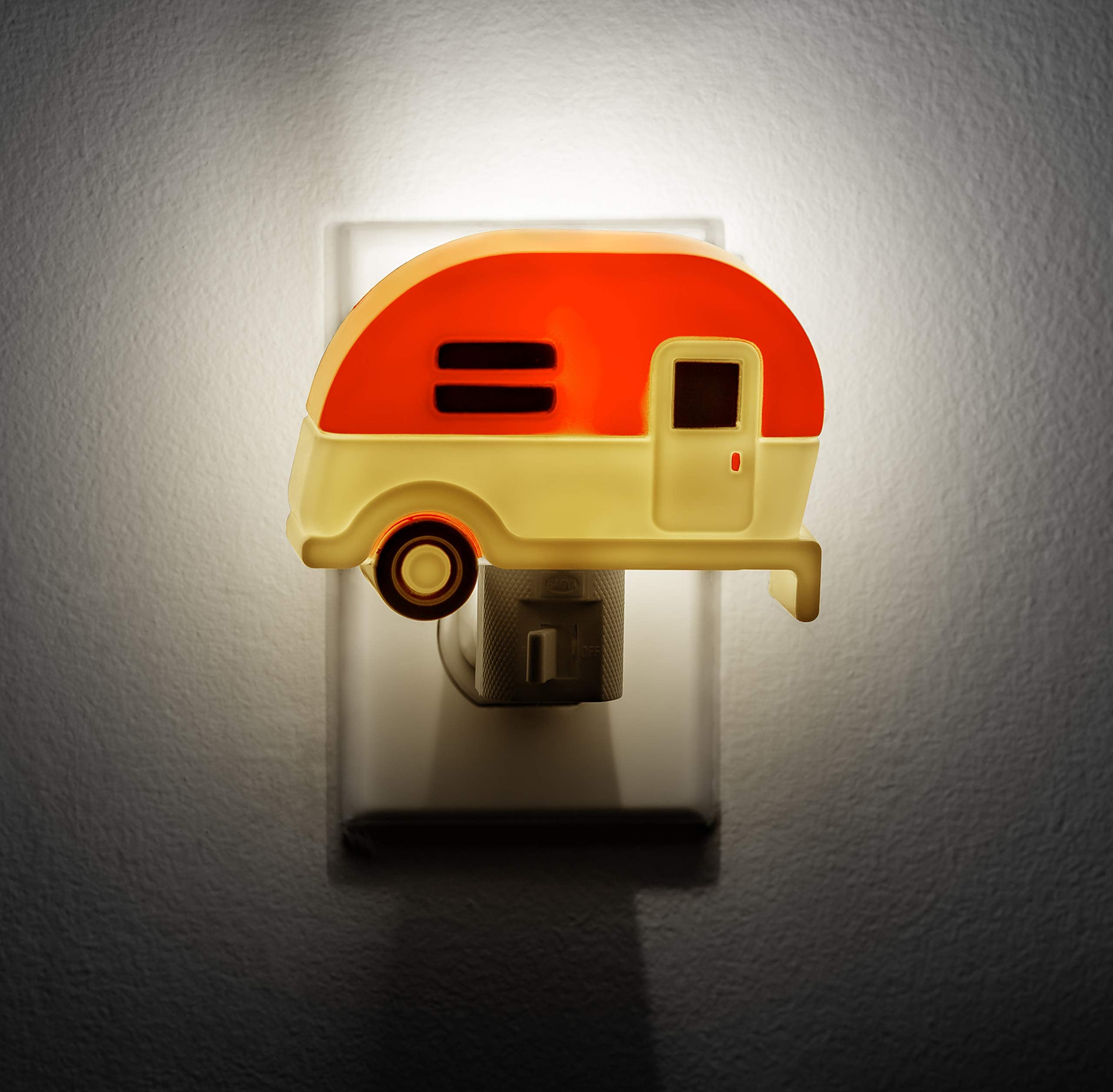 Camco Camper Nightlight | Features A 360-Degree Swivel Base | Includes (1) 120V Led Bulb | Orange Color (53102), One Size