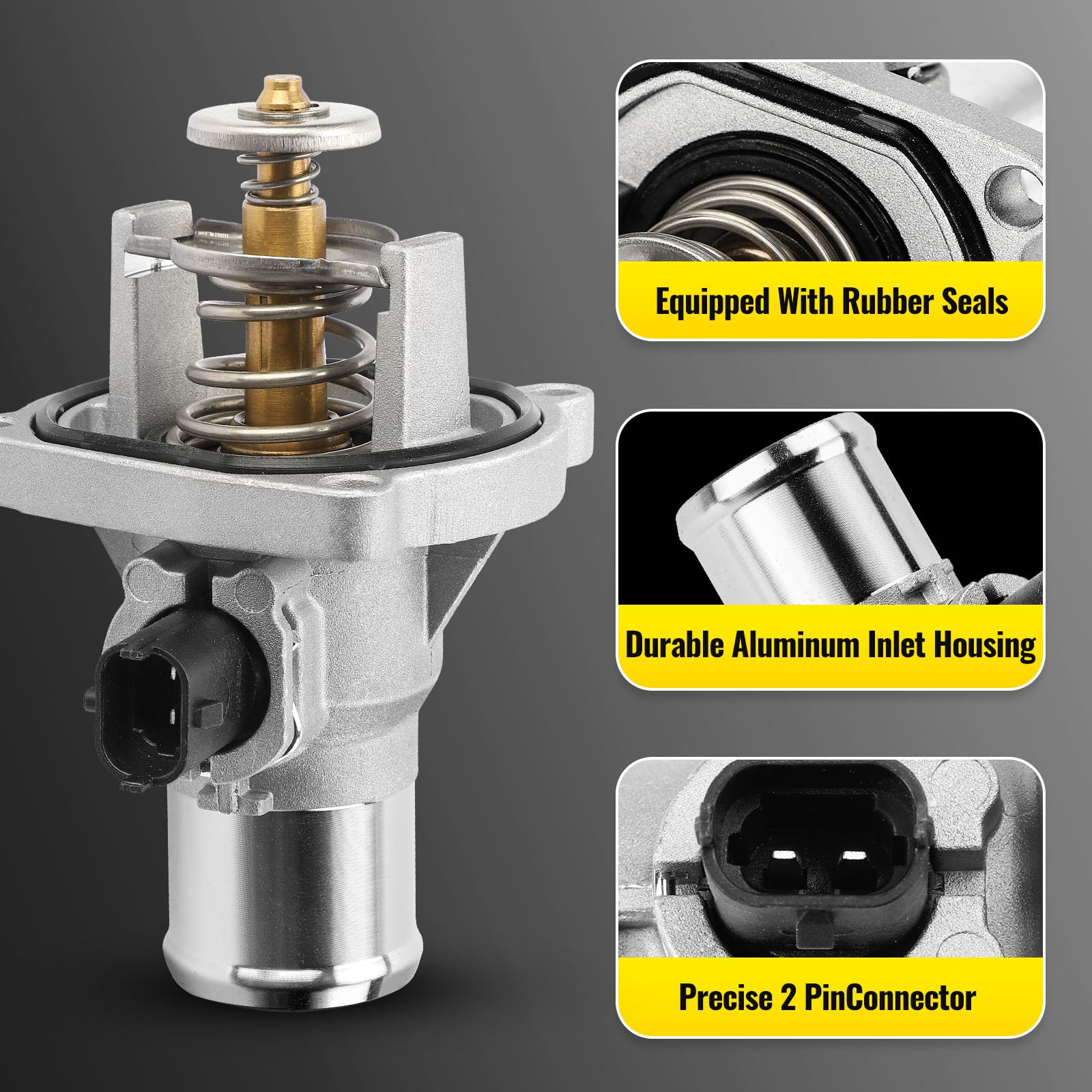 Upgrade Aluminium Thermostat Housing Assembly W/Sensors for Chevy Aveo Aveo5 2009-2011 Cruze 2011-2016 Sonic 2012-2018 Trax 2013