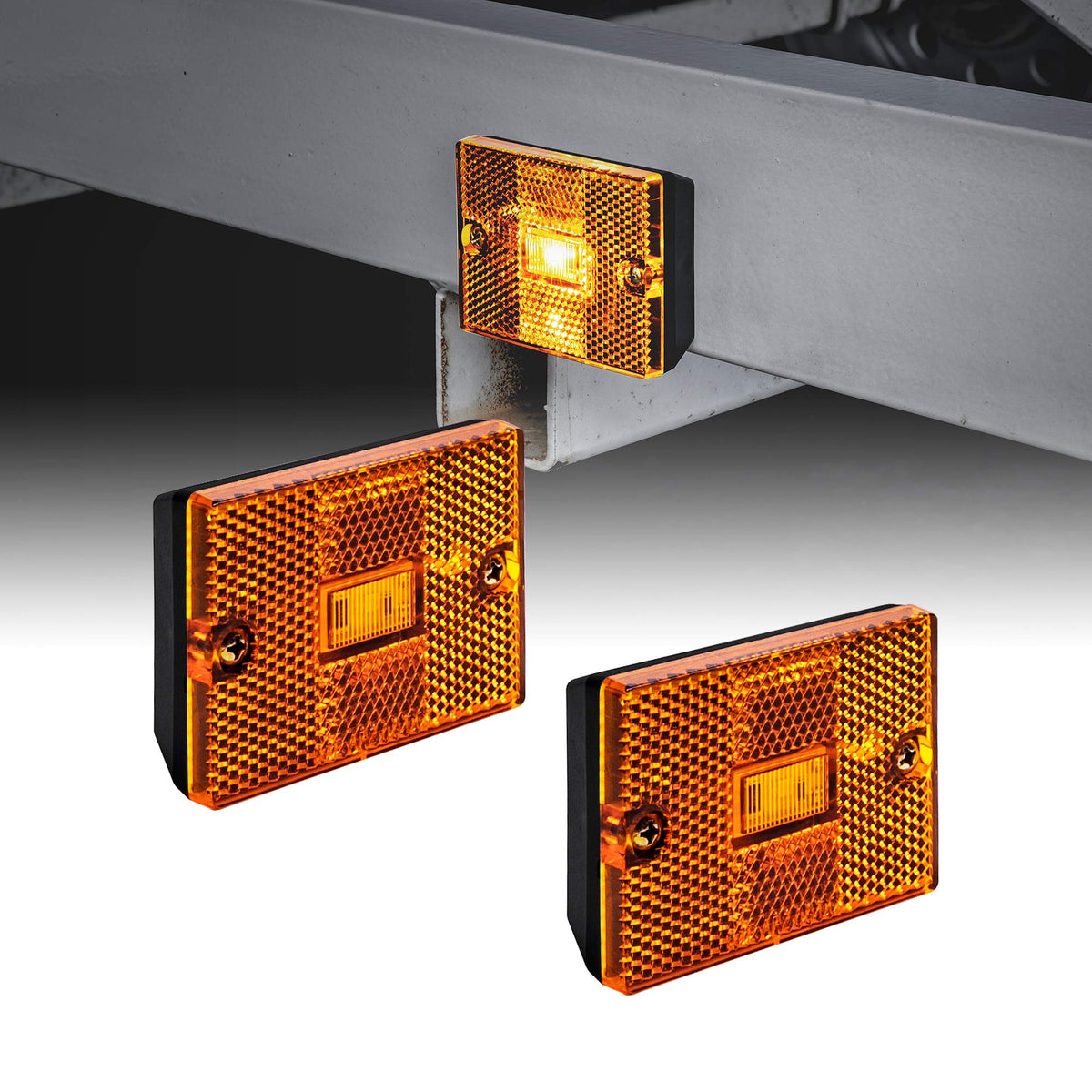 True Mods 2Pc Amber Led Side Marker Light [Dot Certified] [Ip67 Waterproof] [ Integrated Reflector] For Utility Boat Trailers Ov