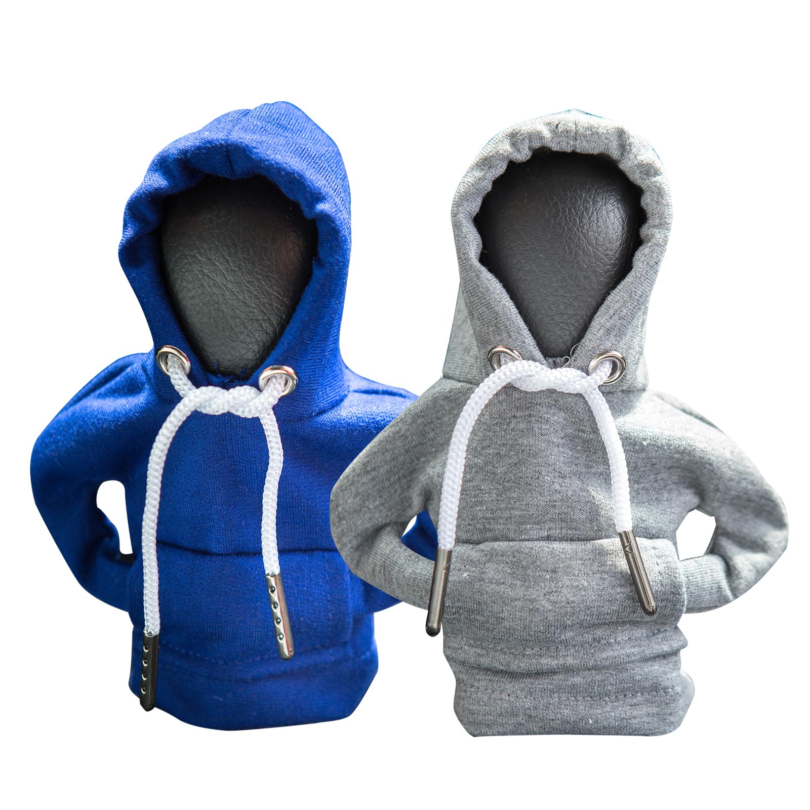 Ecdream 2Pcs Car Shift Knob Hoodie, Gear Shift Sweater For Gearshift, Automotive Interior Accessories (Blue And Gray)