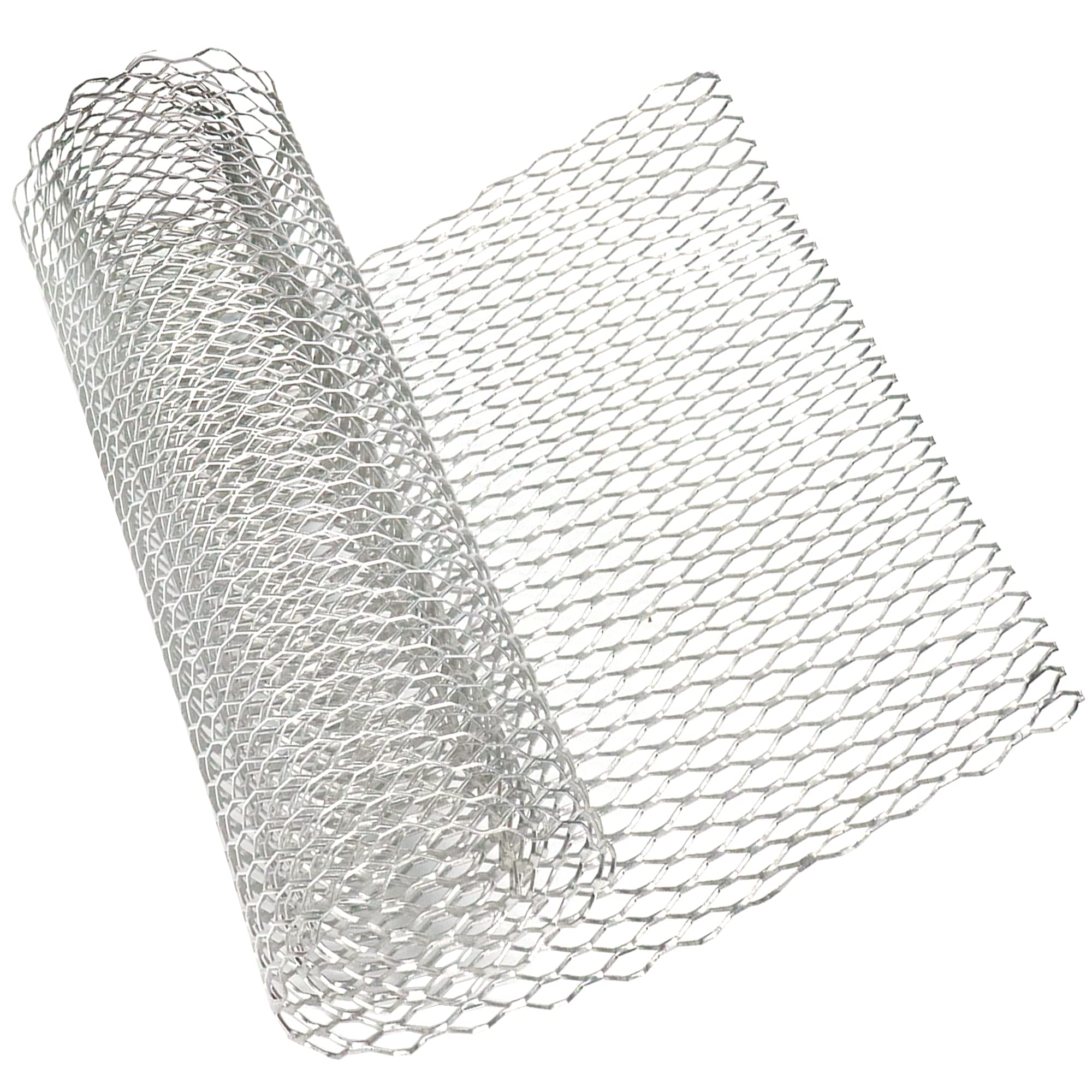 Modengzhe 40 X 13 Inch Car Grill Mesh Sheet, Silver Colored Aluminum Alloy Multifunctional Grille Mesh Roll, 11 X 25 Mm Hexagon-