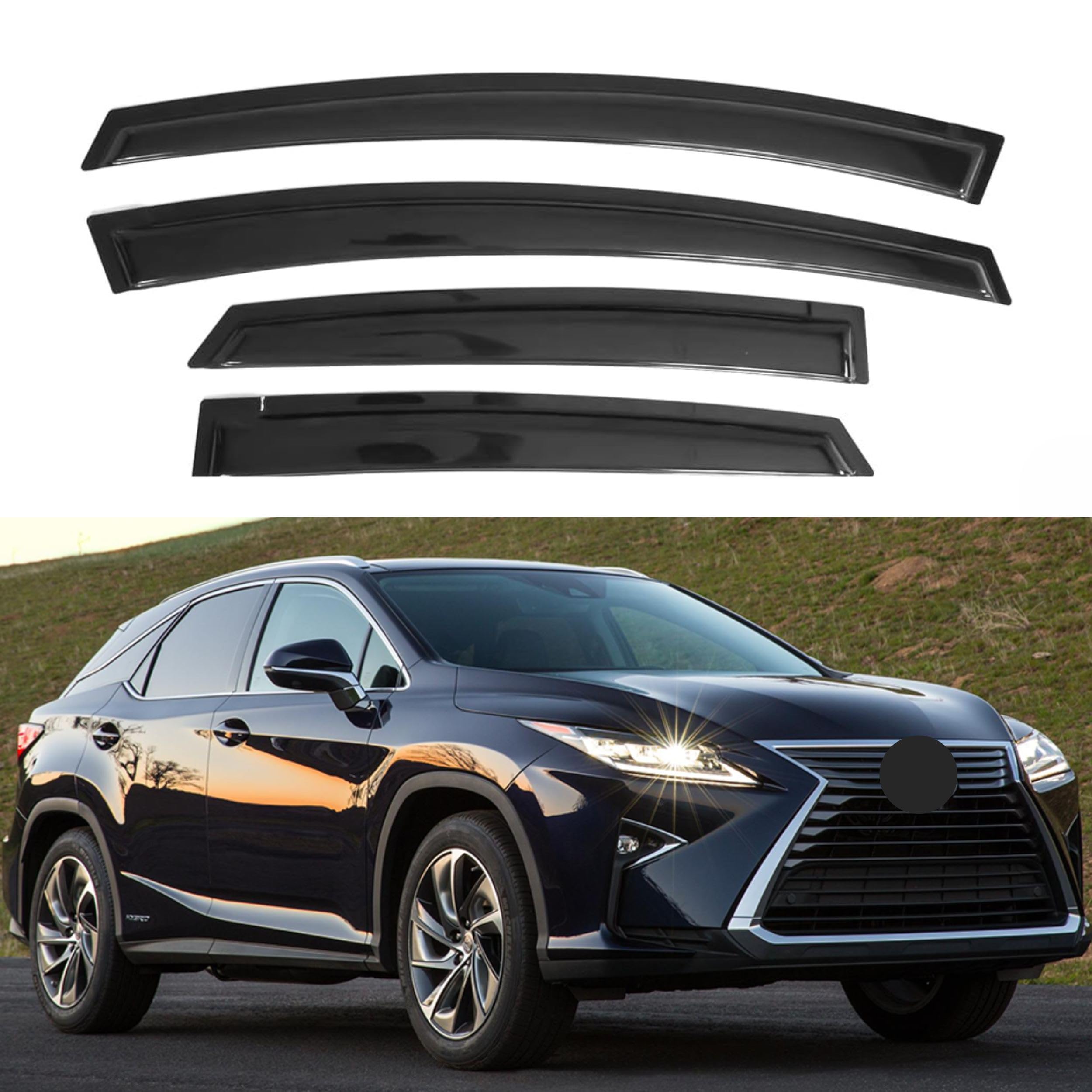 Ig Window Visor For Lexus Rx350 Rx450H 2016-2022, Rain Guard Tape-On Extra Durable Sun Wind Side Vent Window Deflector, 2016 201