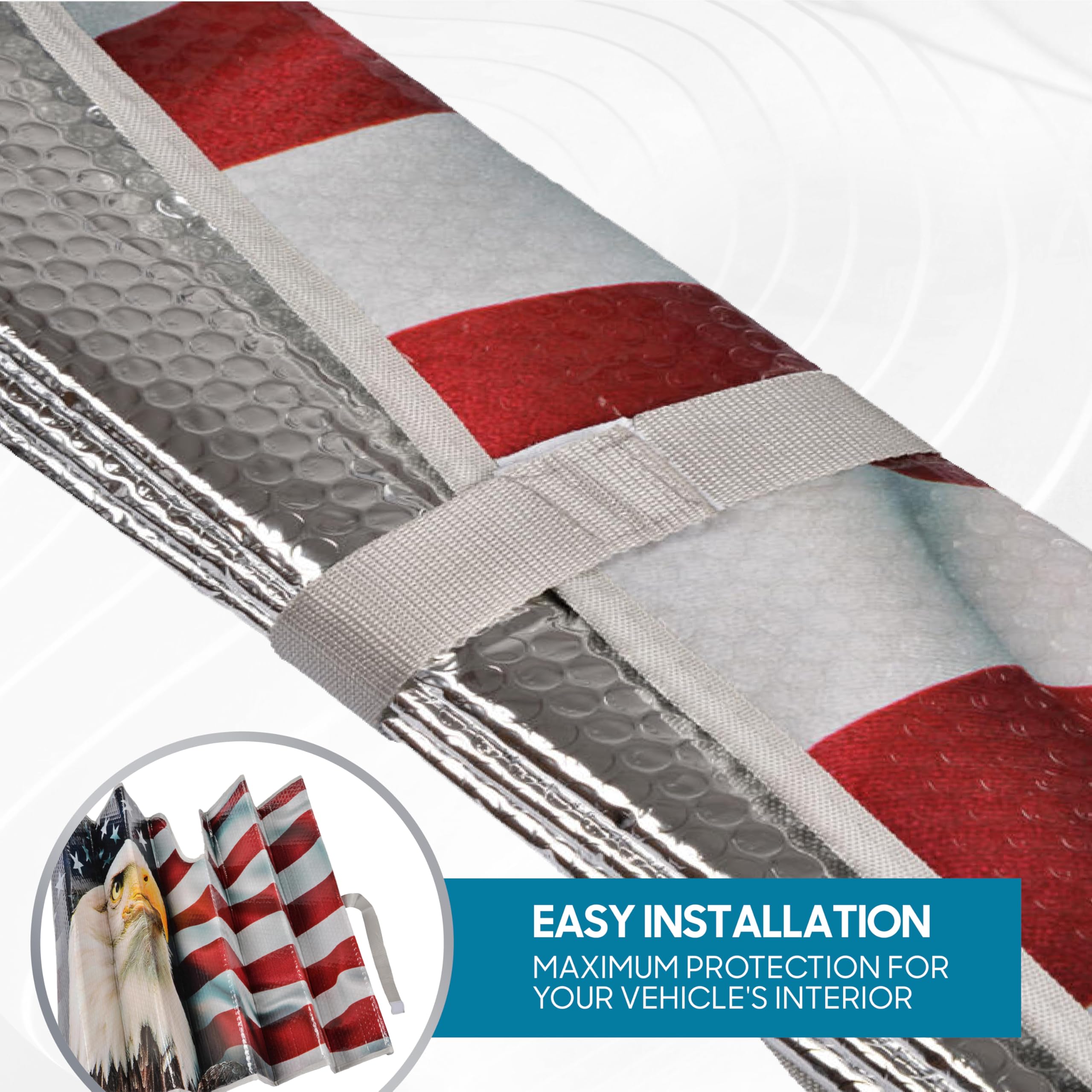 Bdk Usa Patriotic Eagle American Flag Sun Visor For Car Windshield Cover - Truck Window Shade 4Th Of July Car Flag Sun Visor For