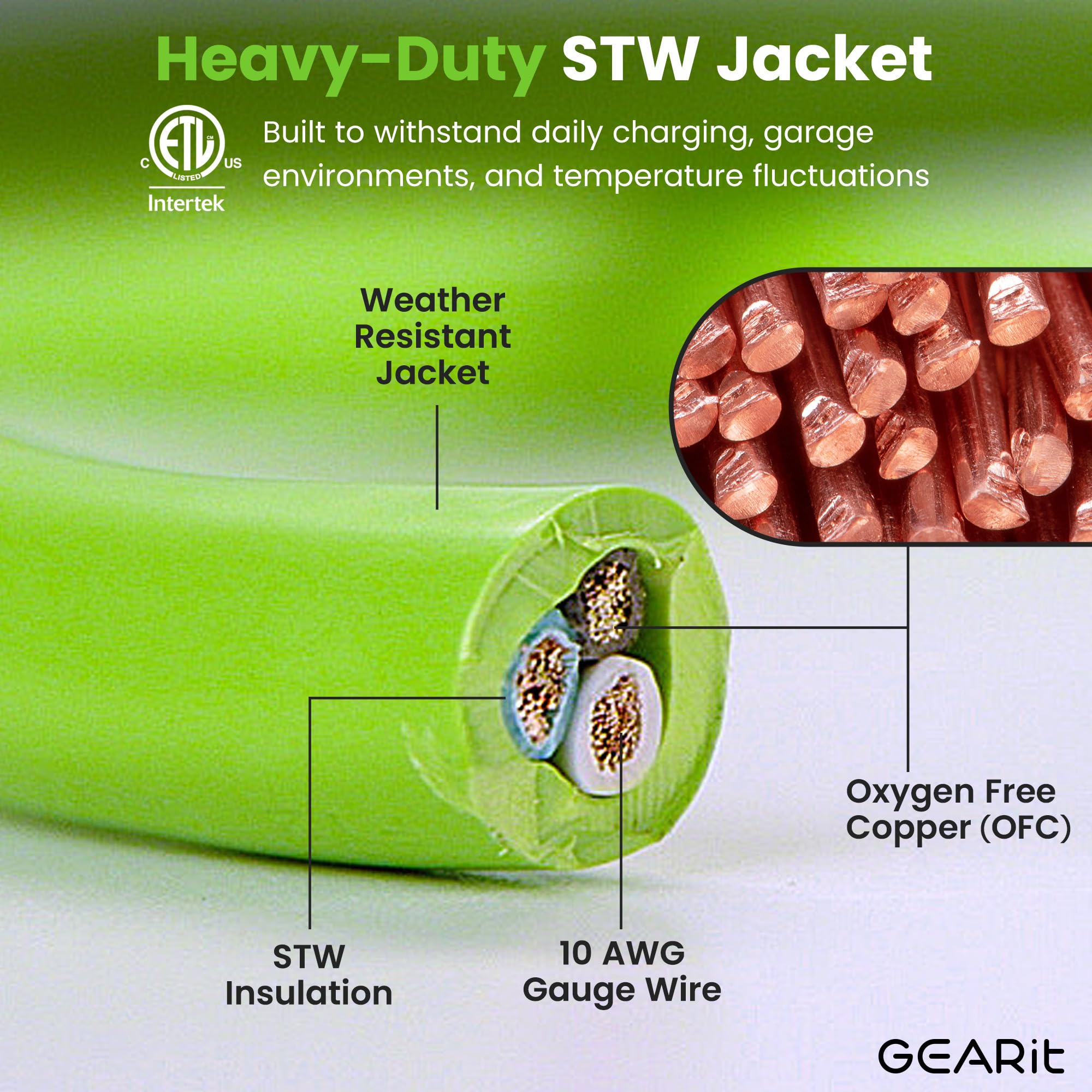 Gearit 30-Amp Extension Cord For Rv And Auto, (10-Feet) 3-Prong 125-Volt 10/3 Stw 10Awg Gauge 3 Wire, Nema Tt-30P To Tt-30R, Out