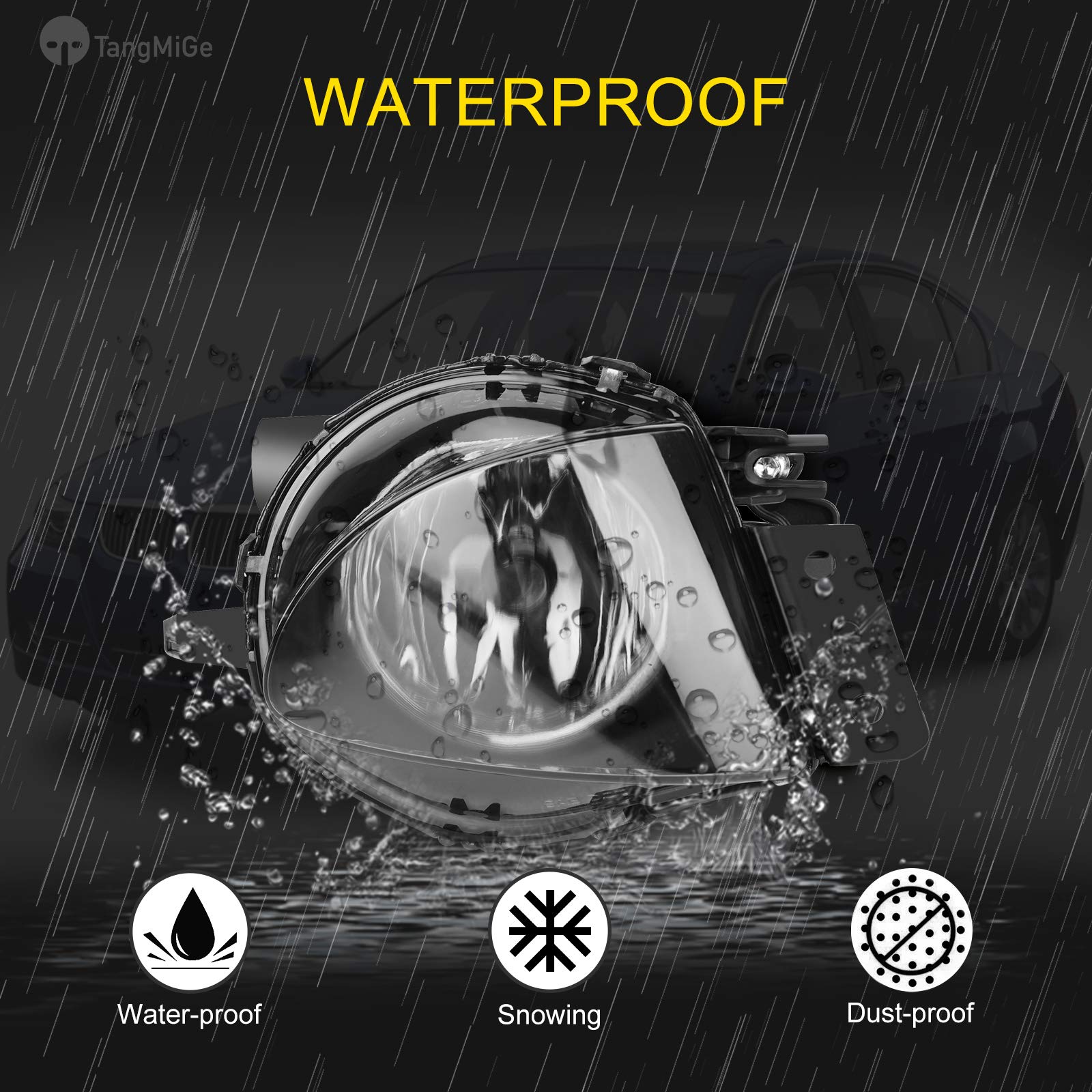 Tangmige Fog Lights Lamps For Bmw 3 Series (323I 325I 325Xi 328I Xdrive 330Xi 335D 335I 328Xi 335Xi 330I Sedan E90 / Wagon E91), (W/O Sport Package) 2006 2007 2008 2009, 1 Pair, Smoke Lens