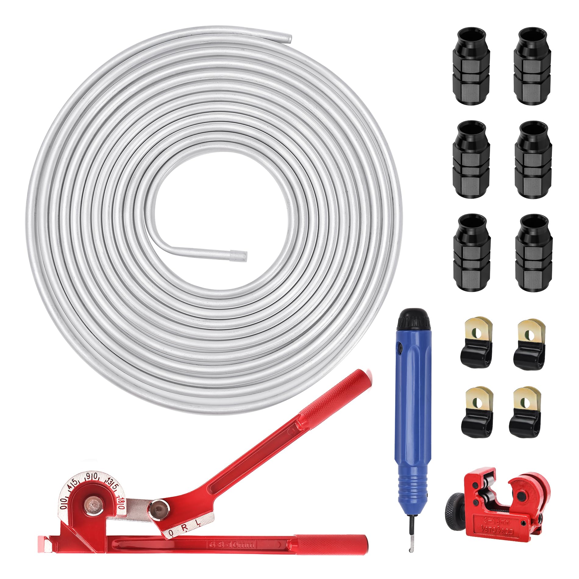 EVIL ENERGY 3/8'' OD Aluminum Fuel Line Hard Line Kit 25FT, 1060 Grade Aluminum Tubing Coiled