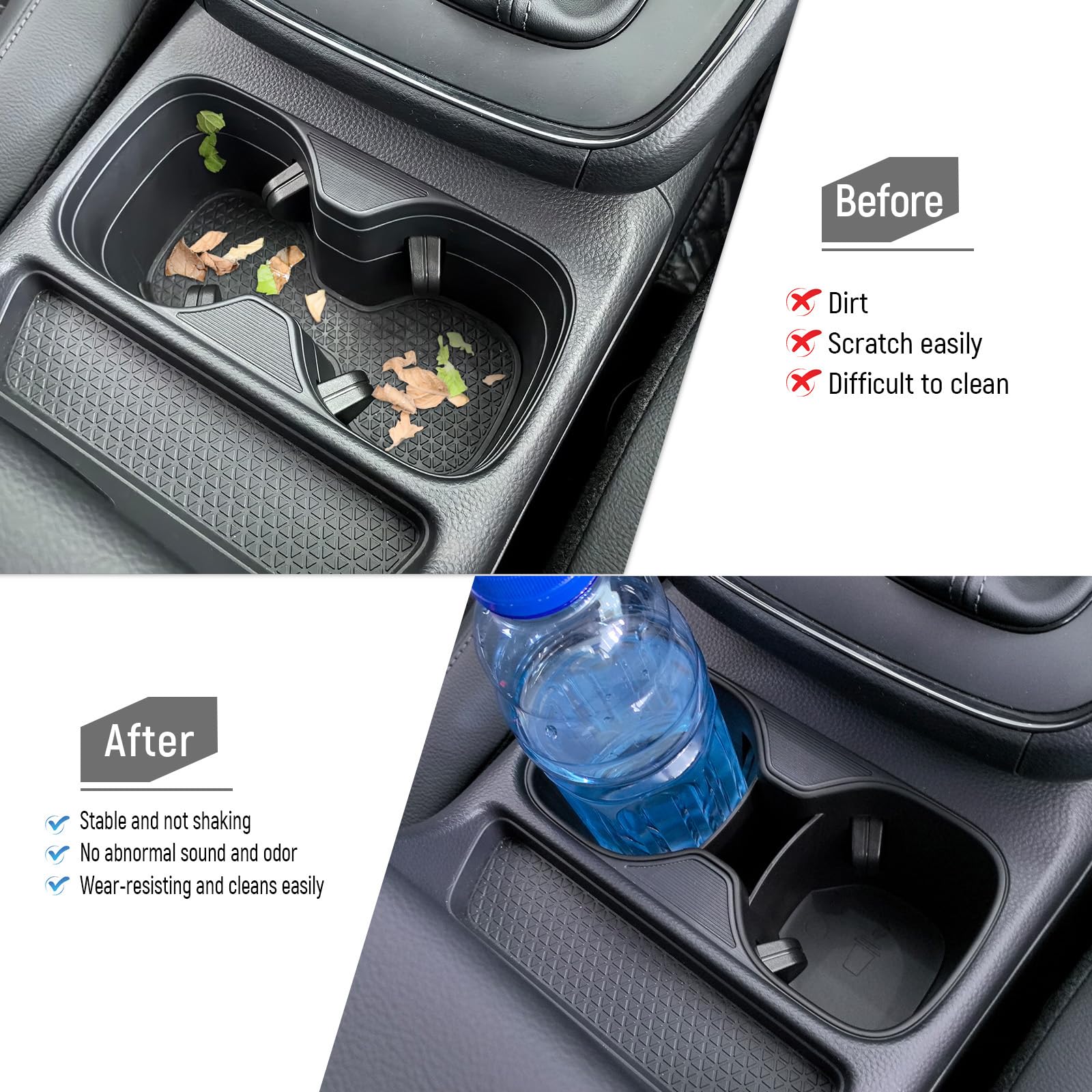 AntBooBoo Black Cup Holder Insert for 2023-2025 Honda CR-V, Center Console Protector for LX, EX, Sport Hybrid - Upgrade Interior Accessory