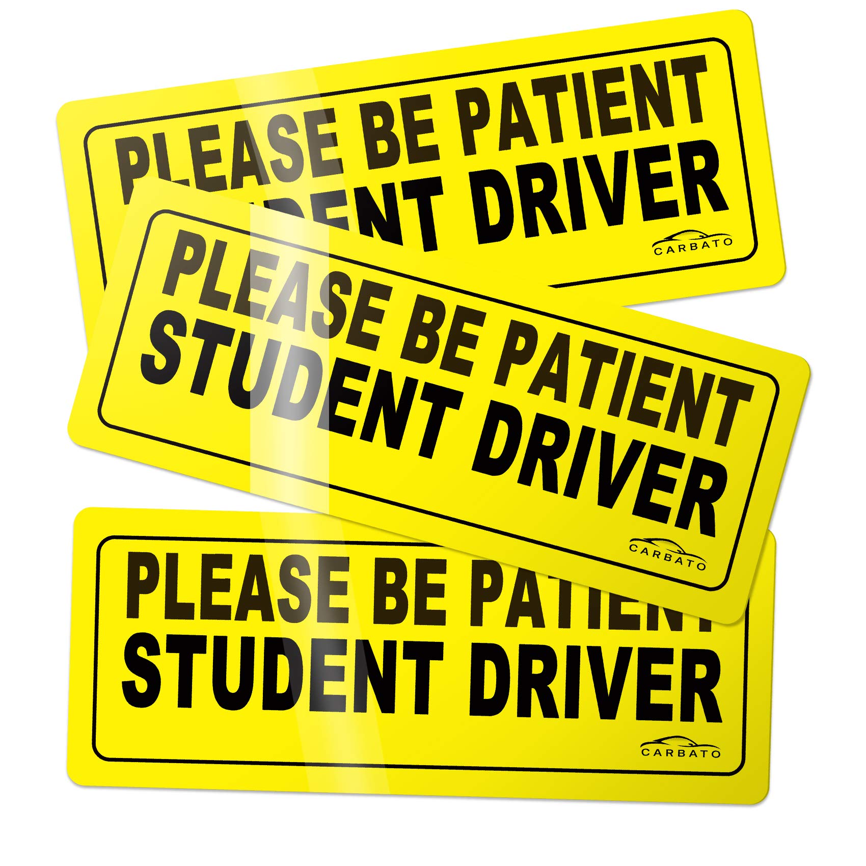 Carbato Student Driver Magnet Safety Sign - Car Vehicle Reflective Sticker Bumper For New Drivers - Set Of 3