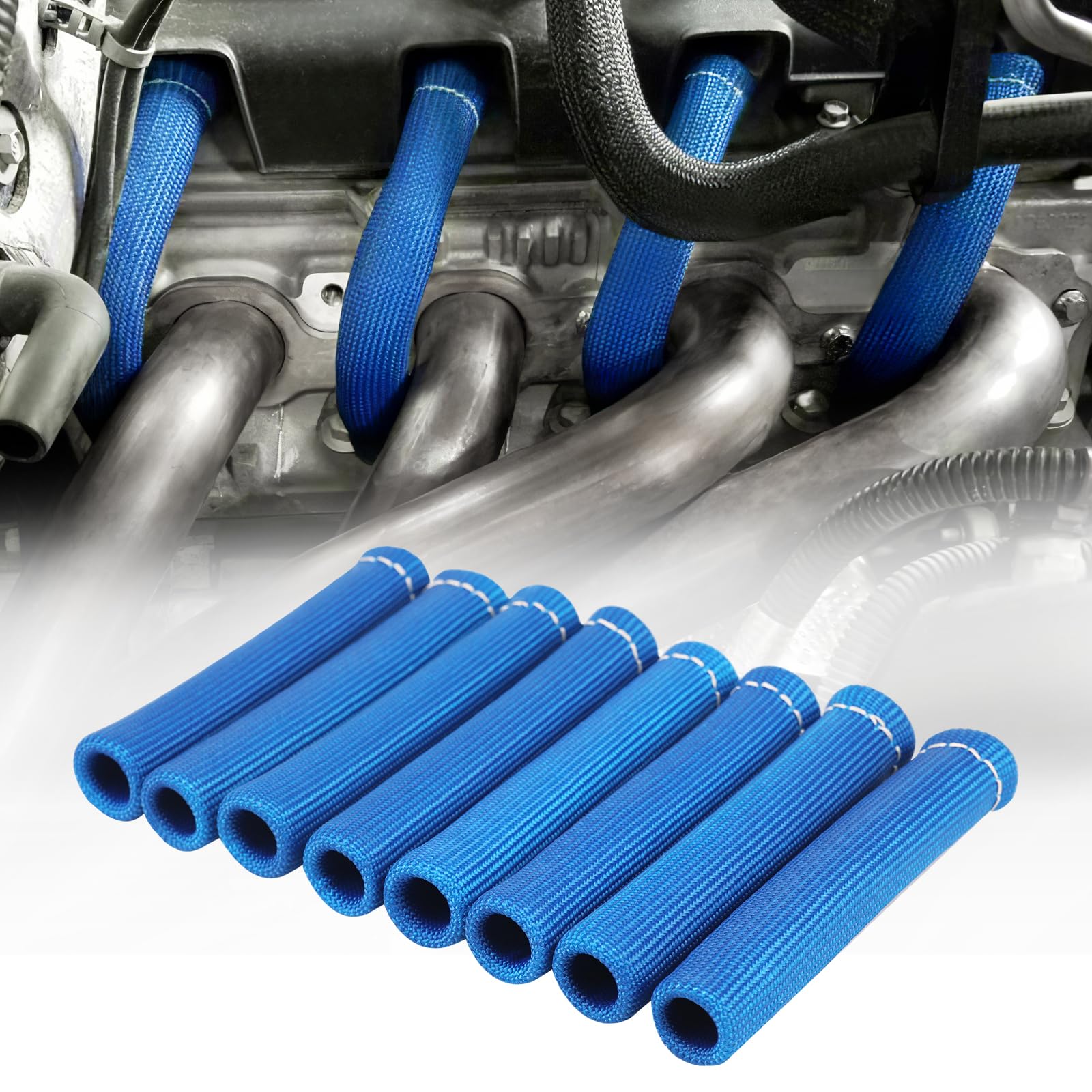 Shinehome Spark Plug Header Boots 2500 Spark Plug Heat Shield Sleeve Wire Cover Wrap For Sbc Bbc 350 454 Ls1/Ls2 8Pcs Spark Plug