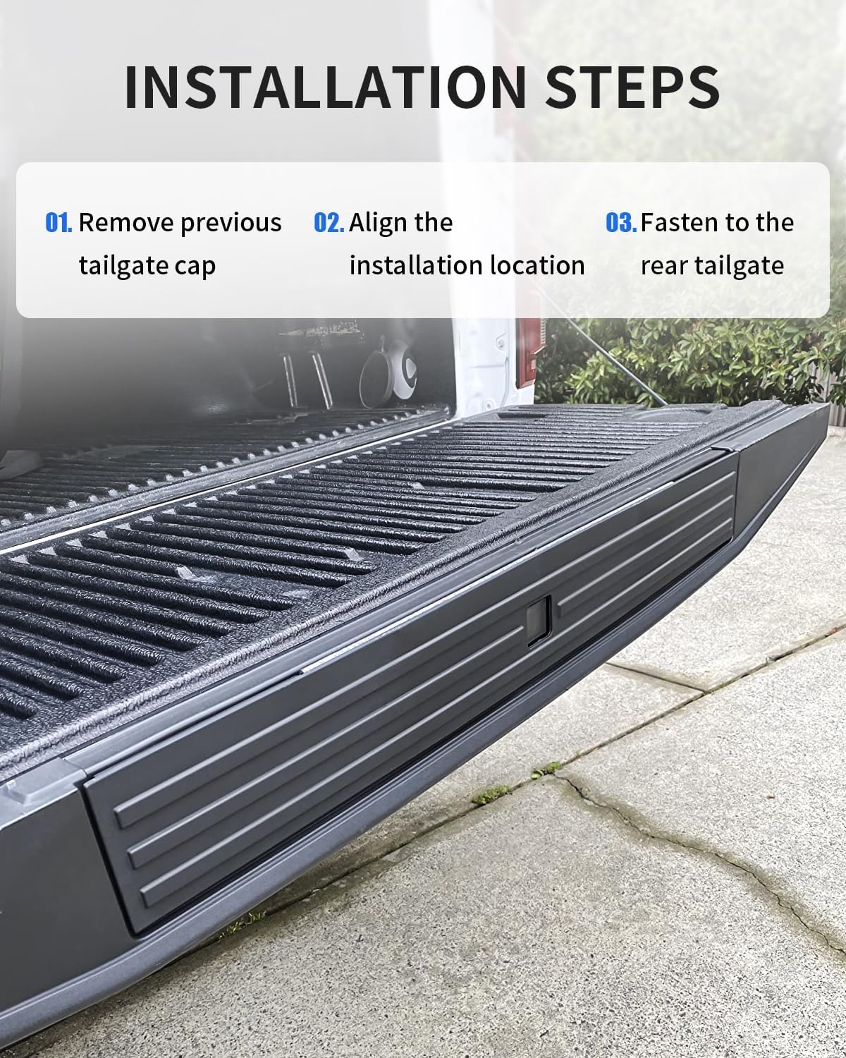 KARPAL Tailgate Molding Trim Compatible with Ford F150 2015-2020, Flexible Flex Step Cap Top Trim Protector Cover w/Release Butt