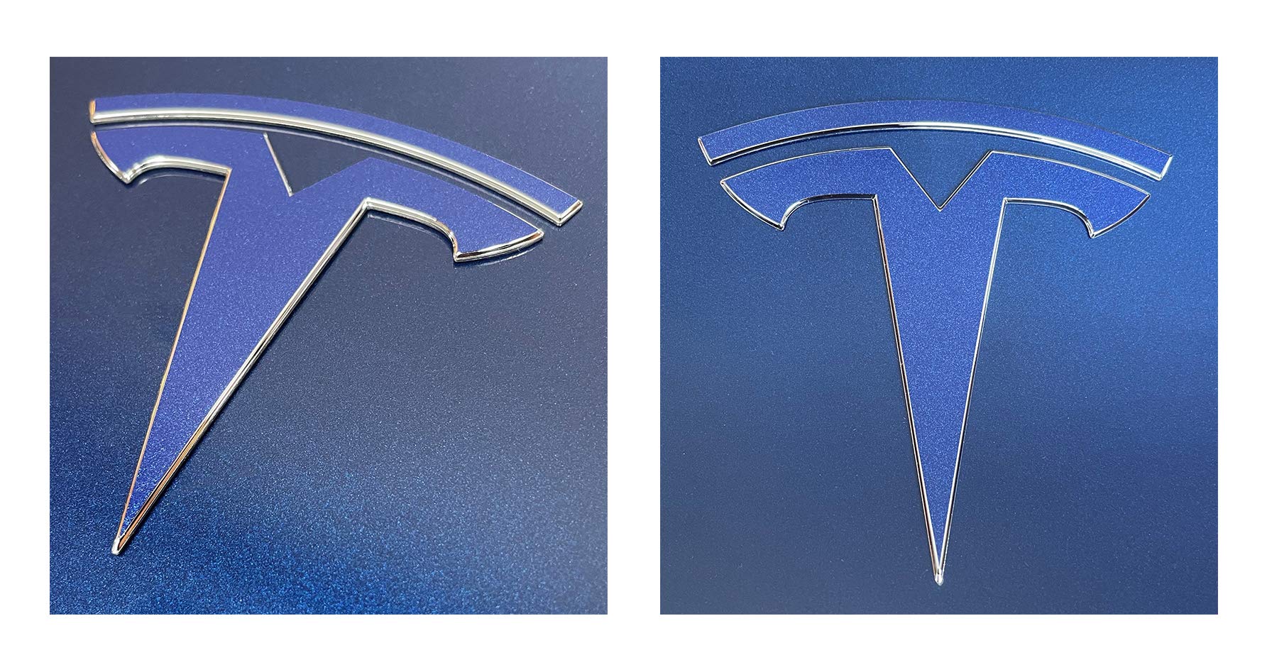 Logo Decal Wrap For Tesla Model Y, 4-Pc Set (Deep Blue Metallic)